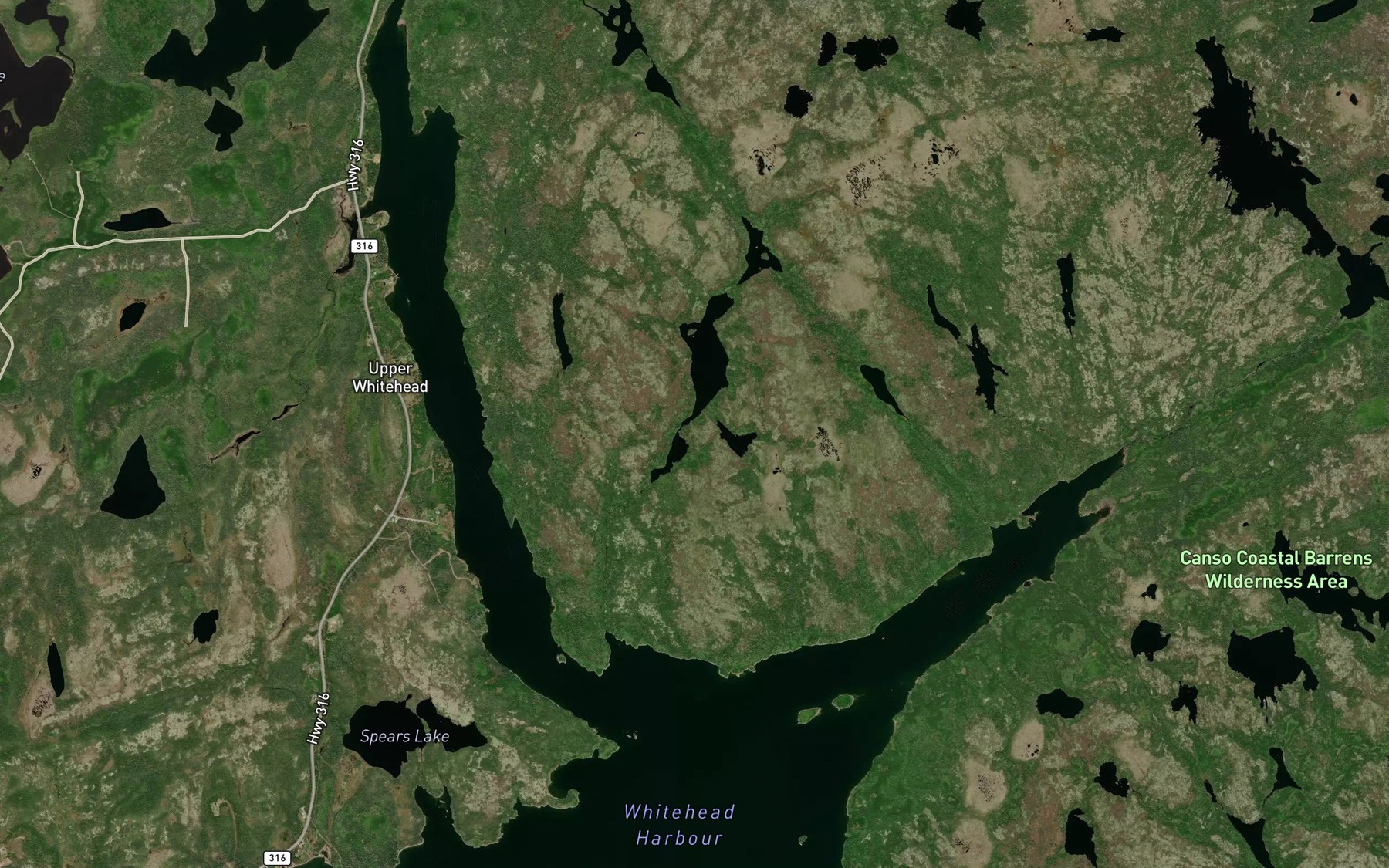 Satellite map of the Duffs Lakes