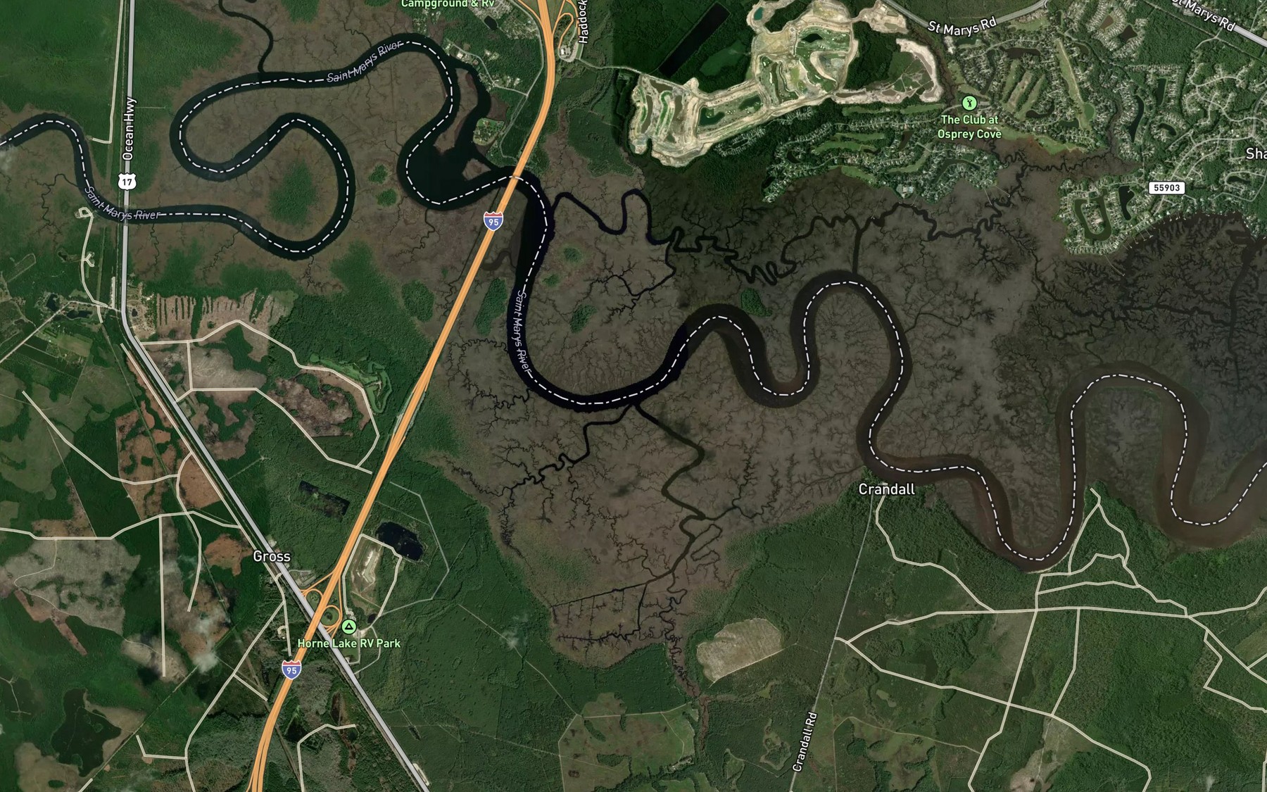 Satellite map of the Lower Sister Creek