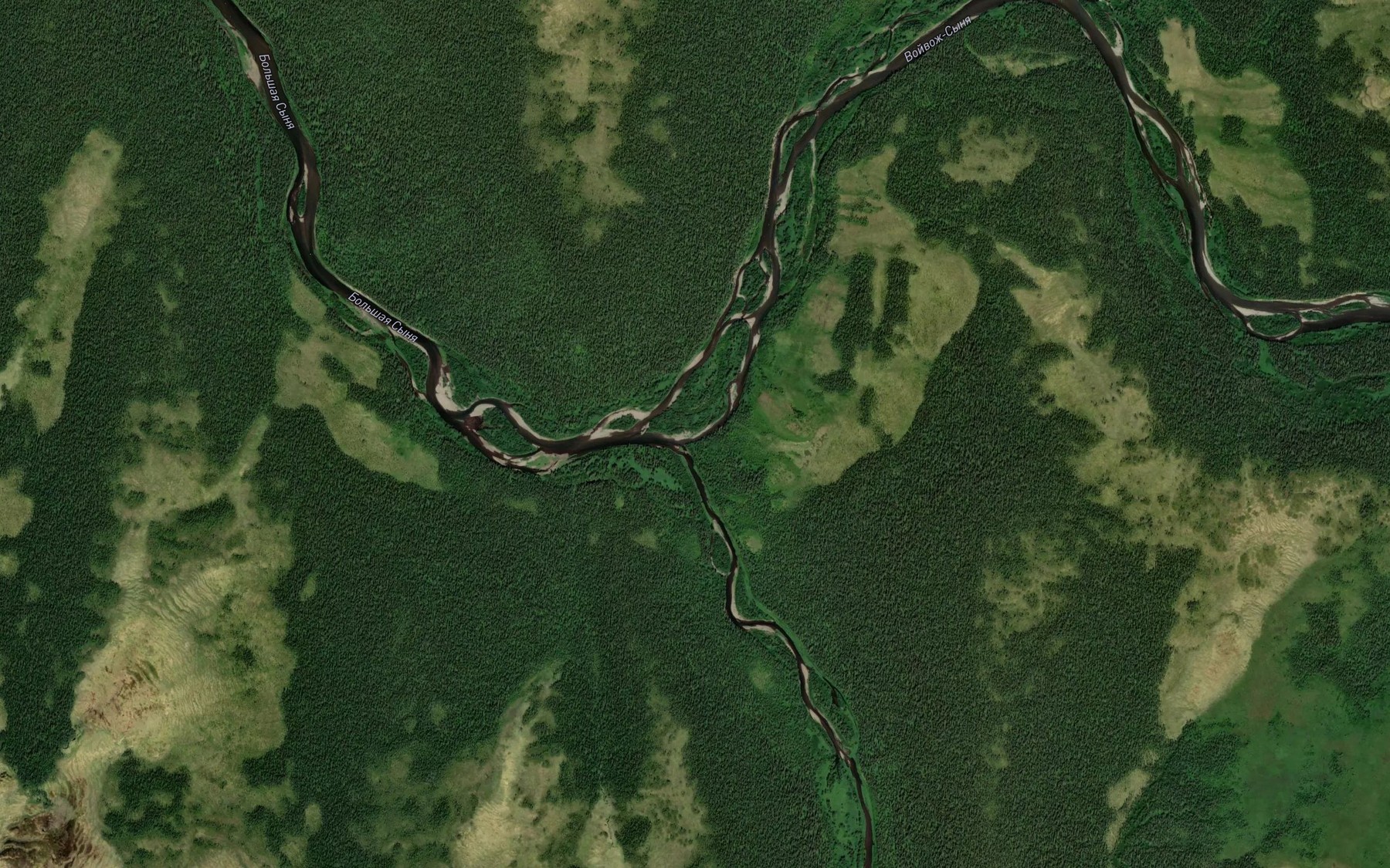 Satellite map of the Voyvozh-Synya