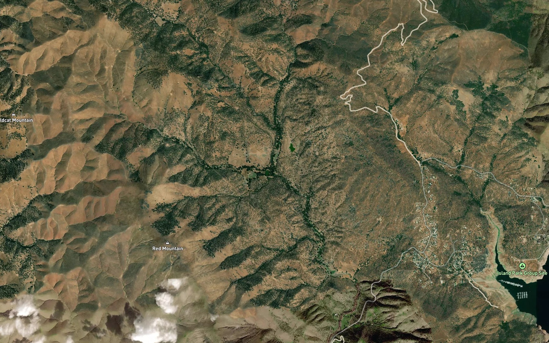 Satellite map of the North Fork Hughes Creek