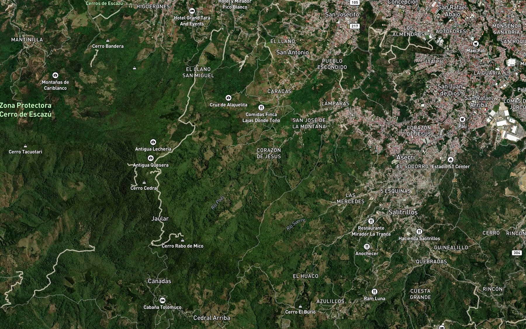 Satellite map of the Rio Lajas