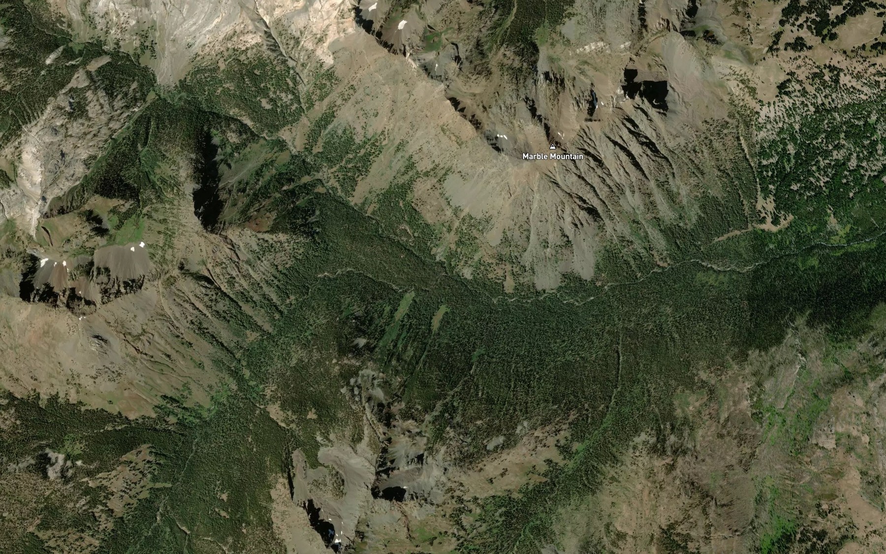 Satellite map of the Cliff Creek