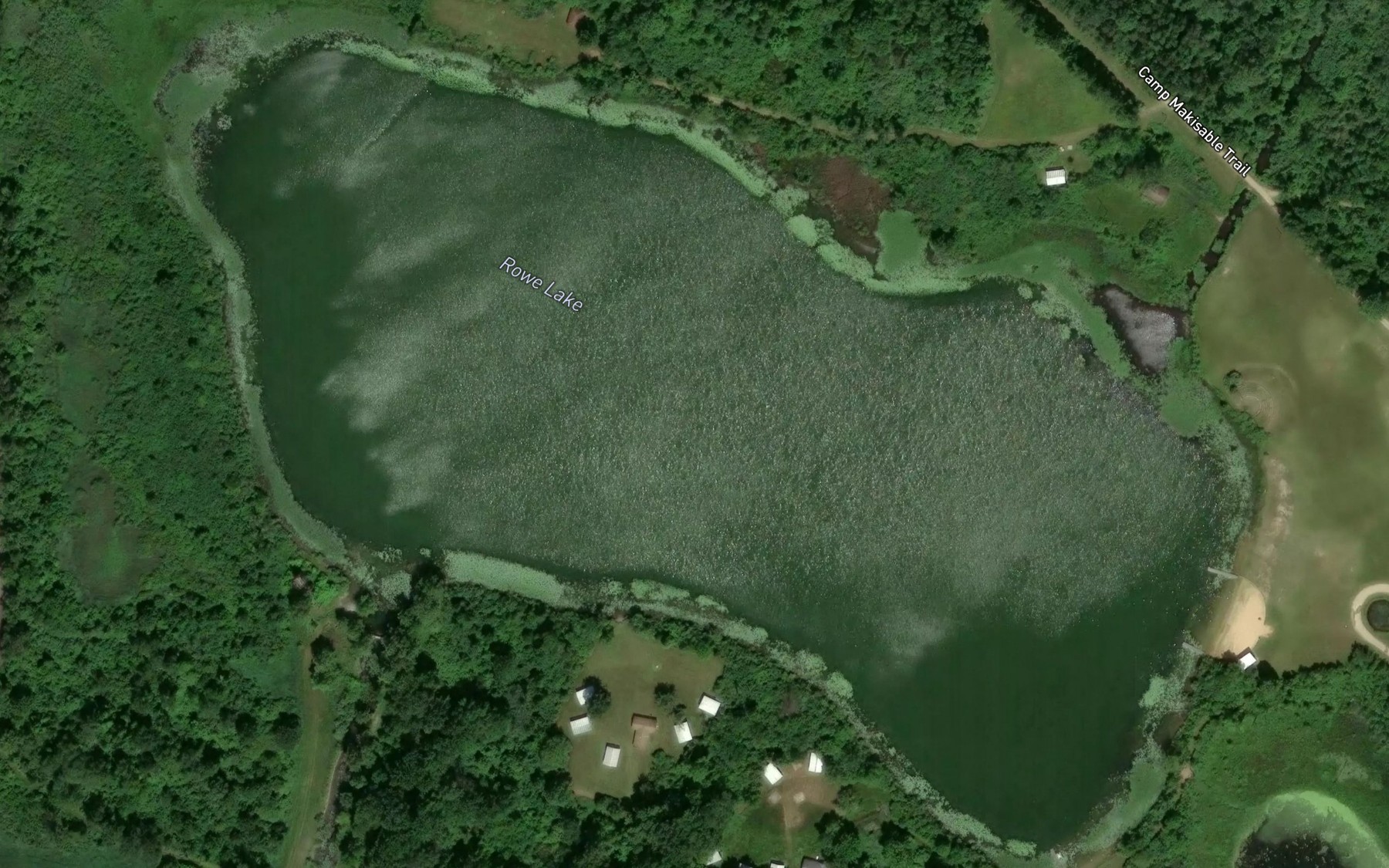 Satellite map of the Rowe Lake