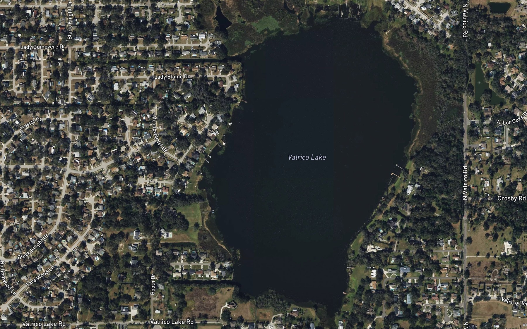 Satellite map of the Valrico Lake