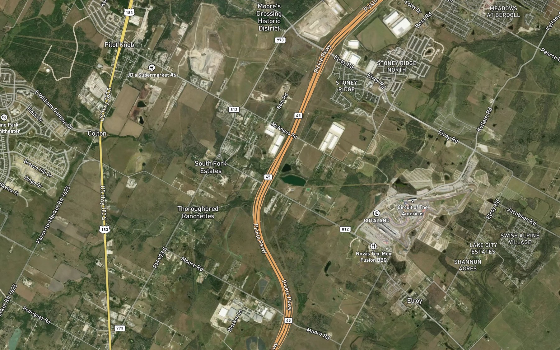 Satellite map of the North Fork Dry Creek
