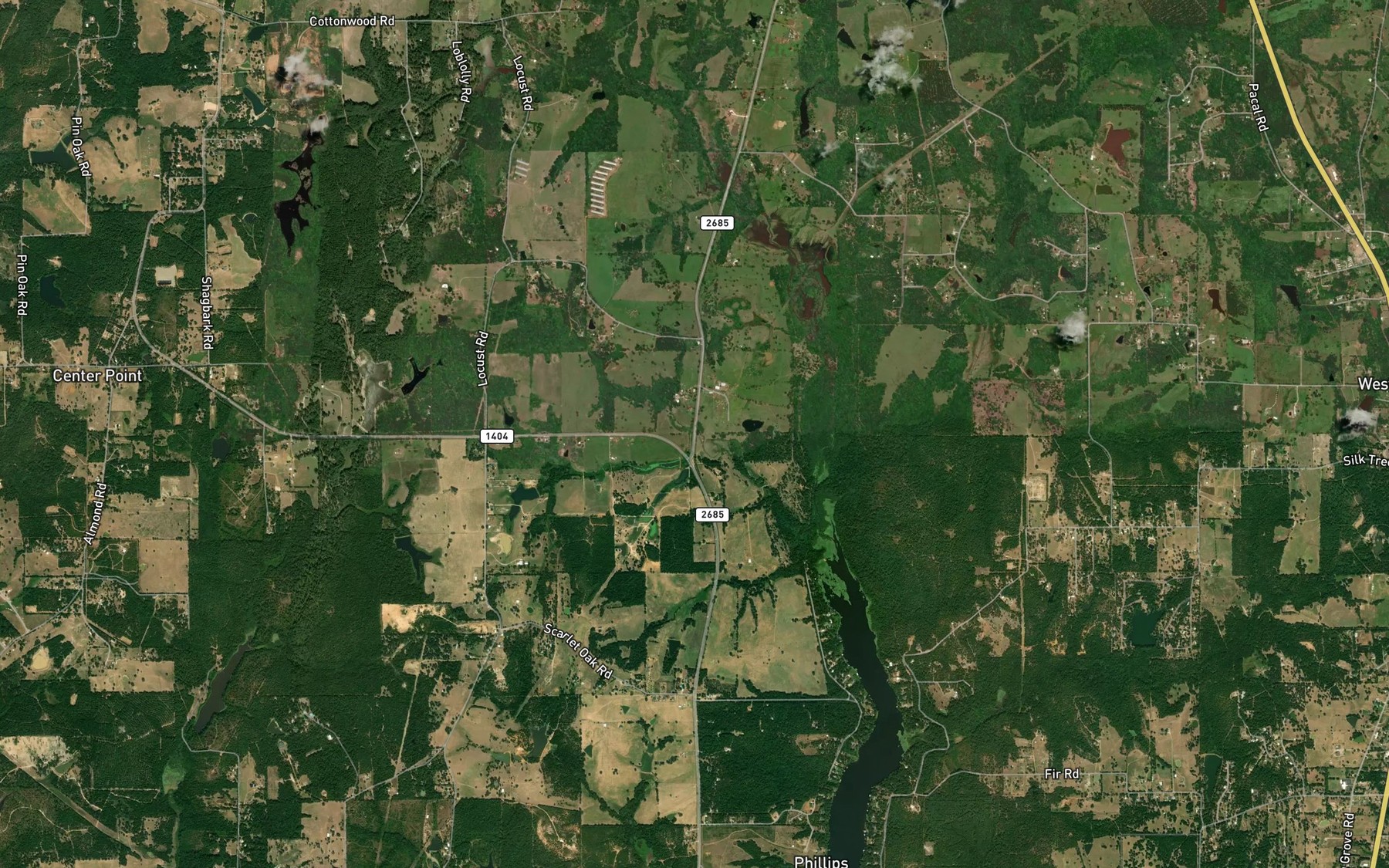 Satellite map of the Hoover Spring Branch