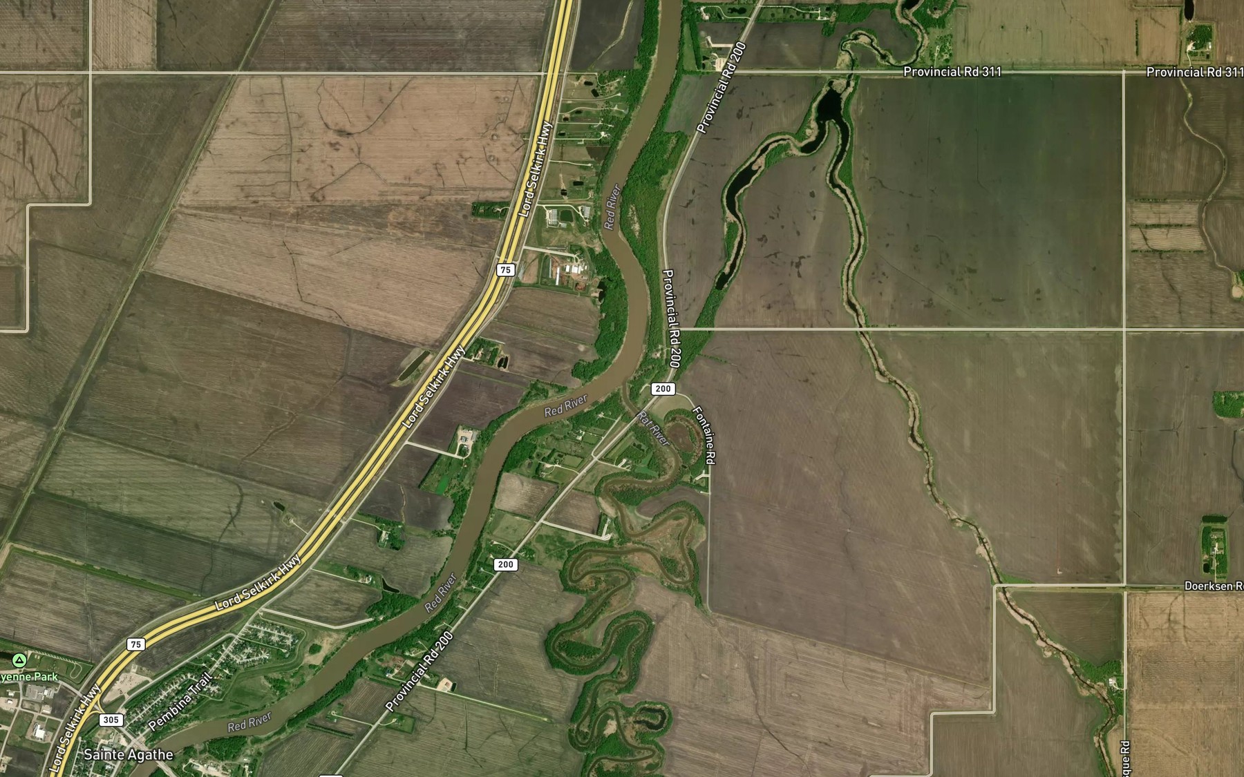 Satellite map of the Rat River