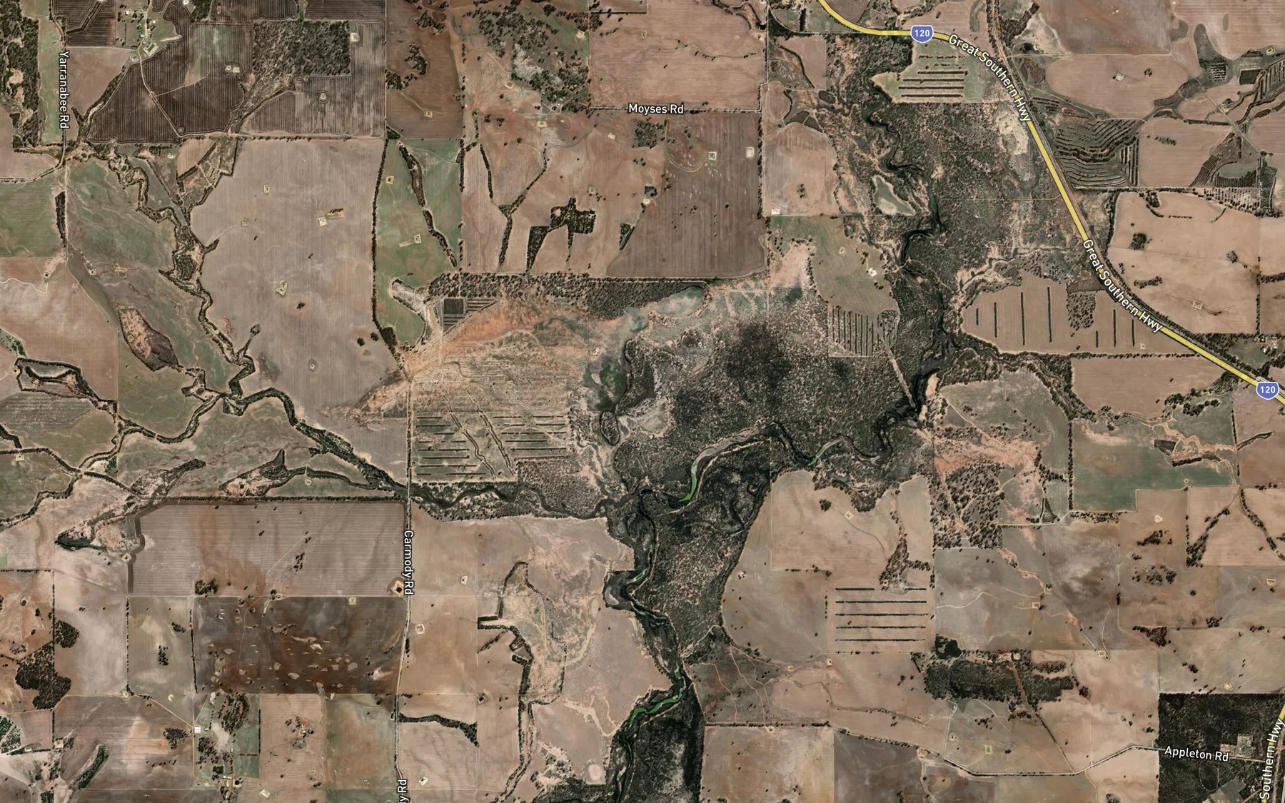 Satellite map of the Cribb Gully