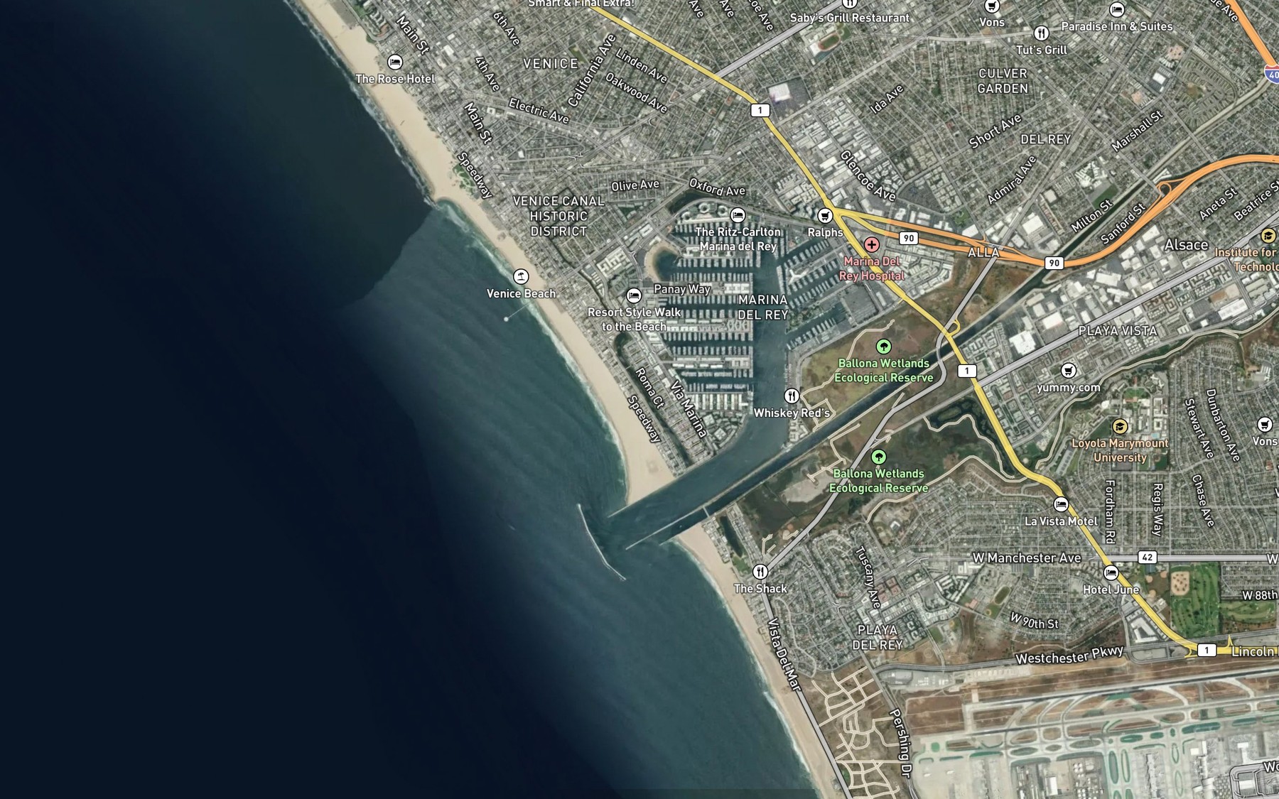 Satellite map of the Ballona Lagoon