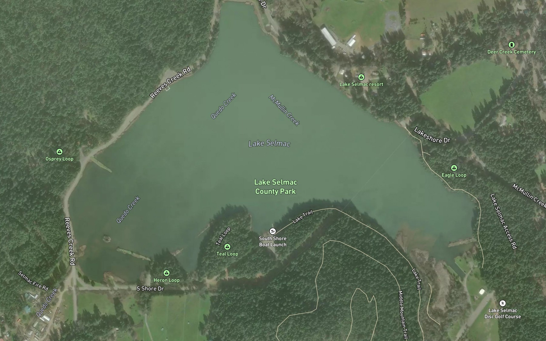 Satellite map of the Lake Selmac