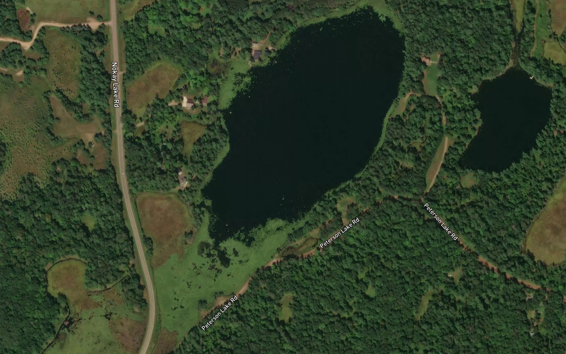 Satellite map of the Peterson Lake