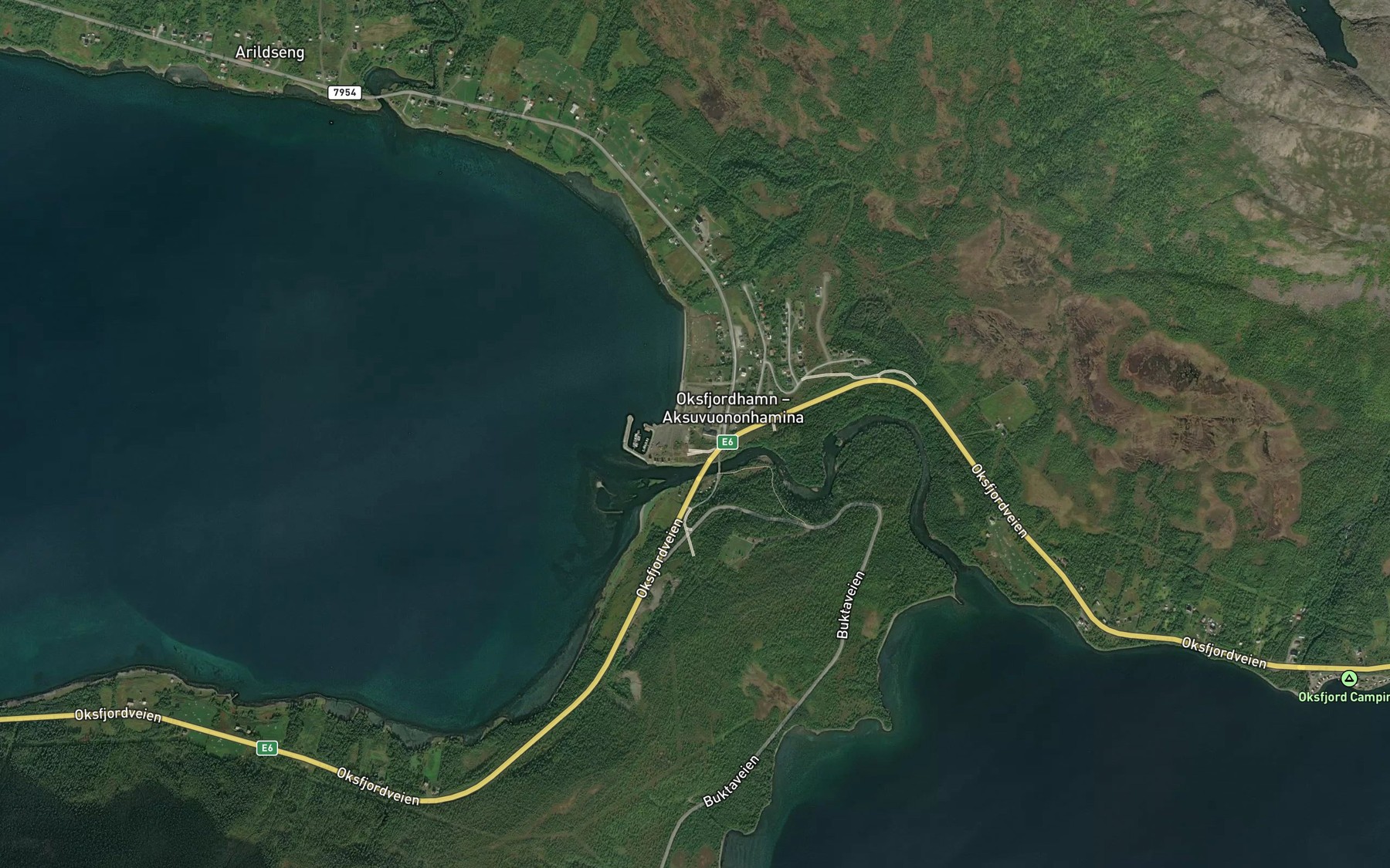 Satellite map of the Fiskelva