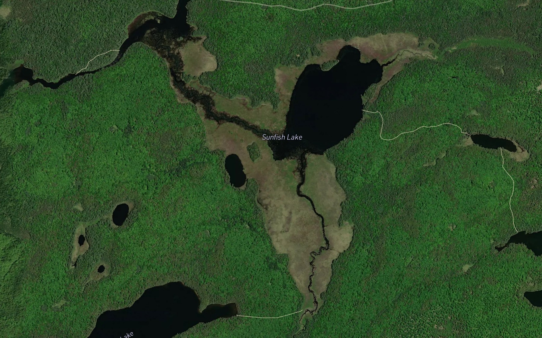 Satellite map of the Sunfish Lake