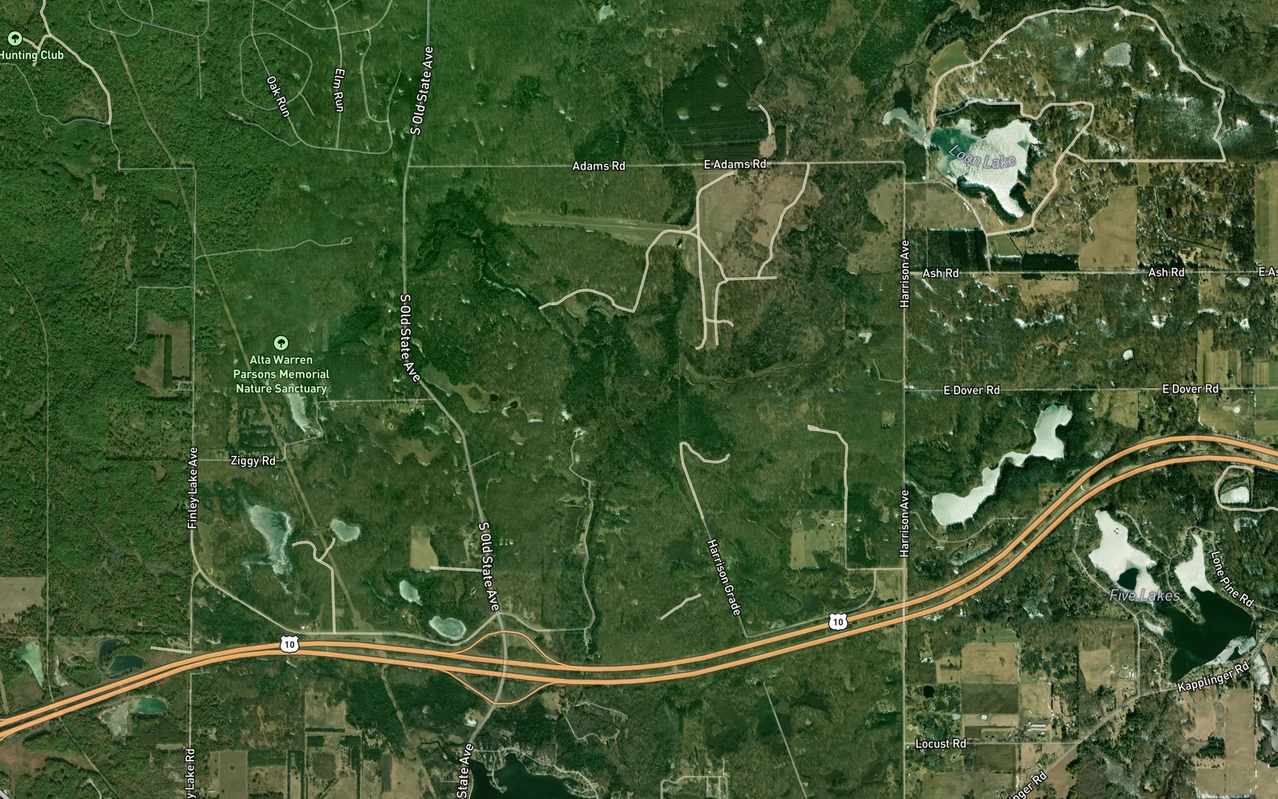 Satellite map of the Loon Lake Creek