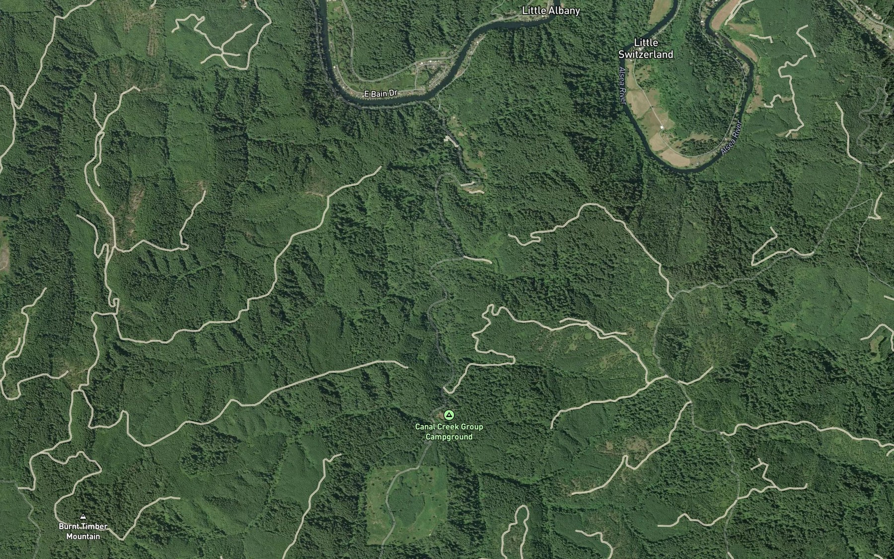 Satellite map of the Bear Creek