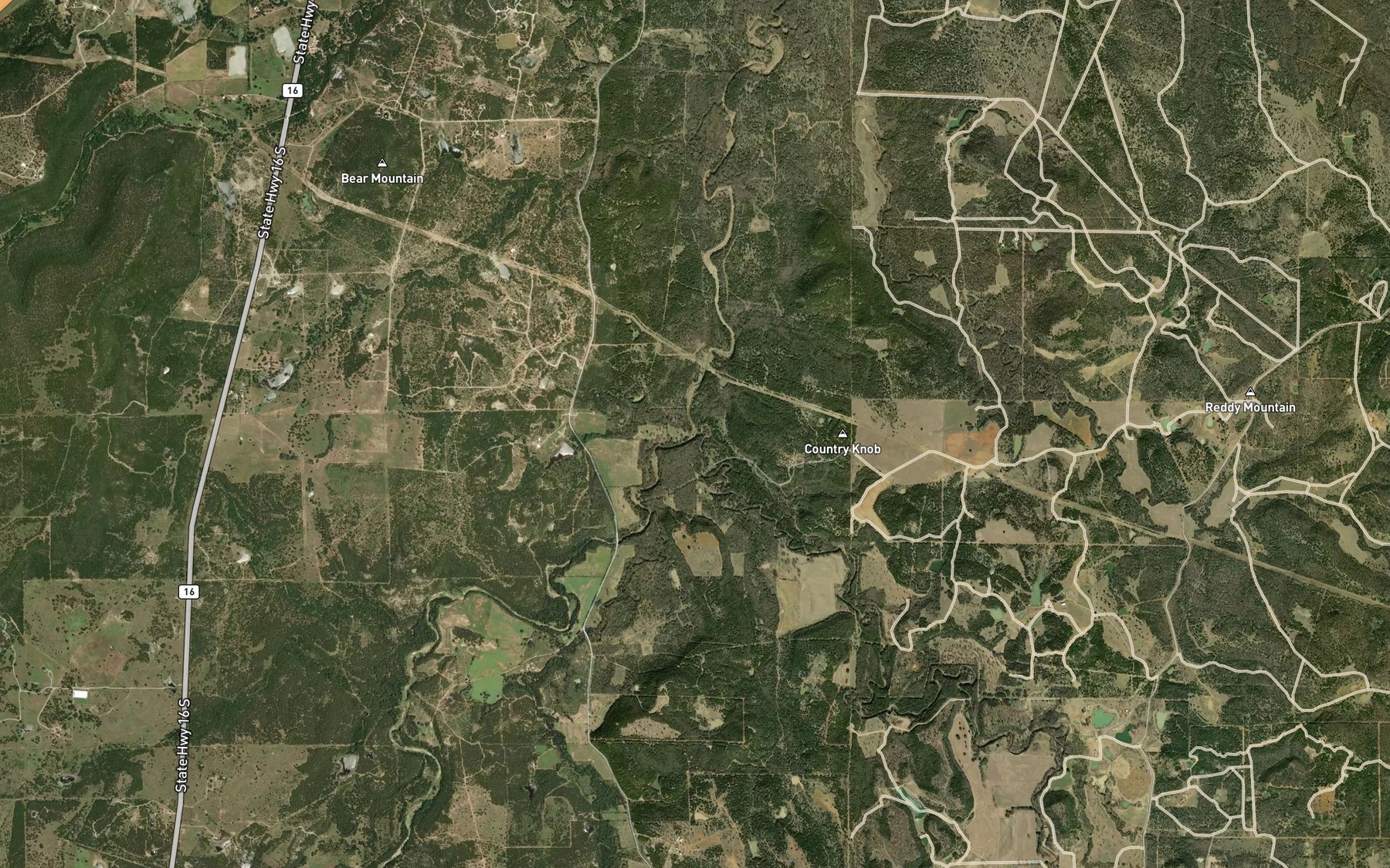 Satellite map of the Rush Creek