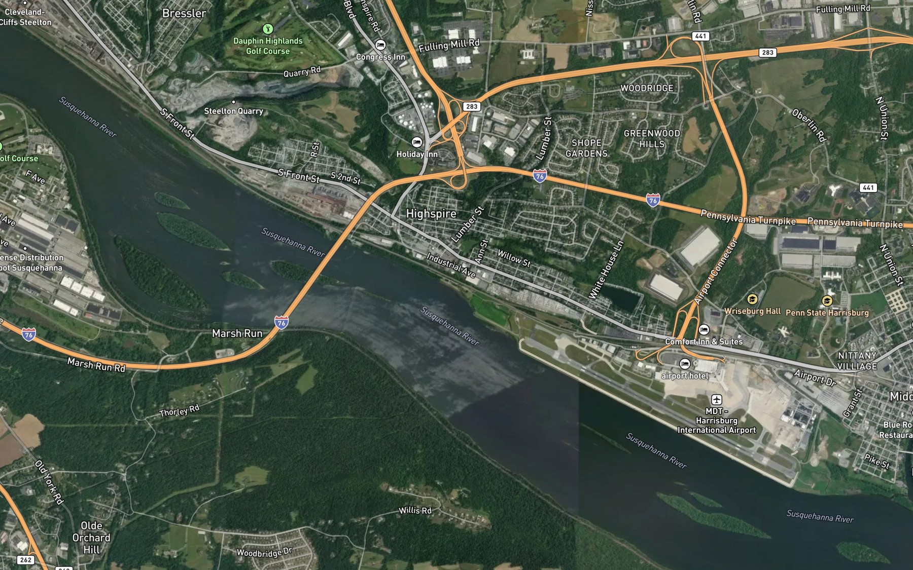 Satellite map of the Burd Run