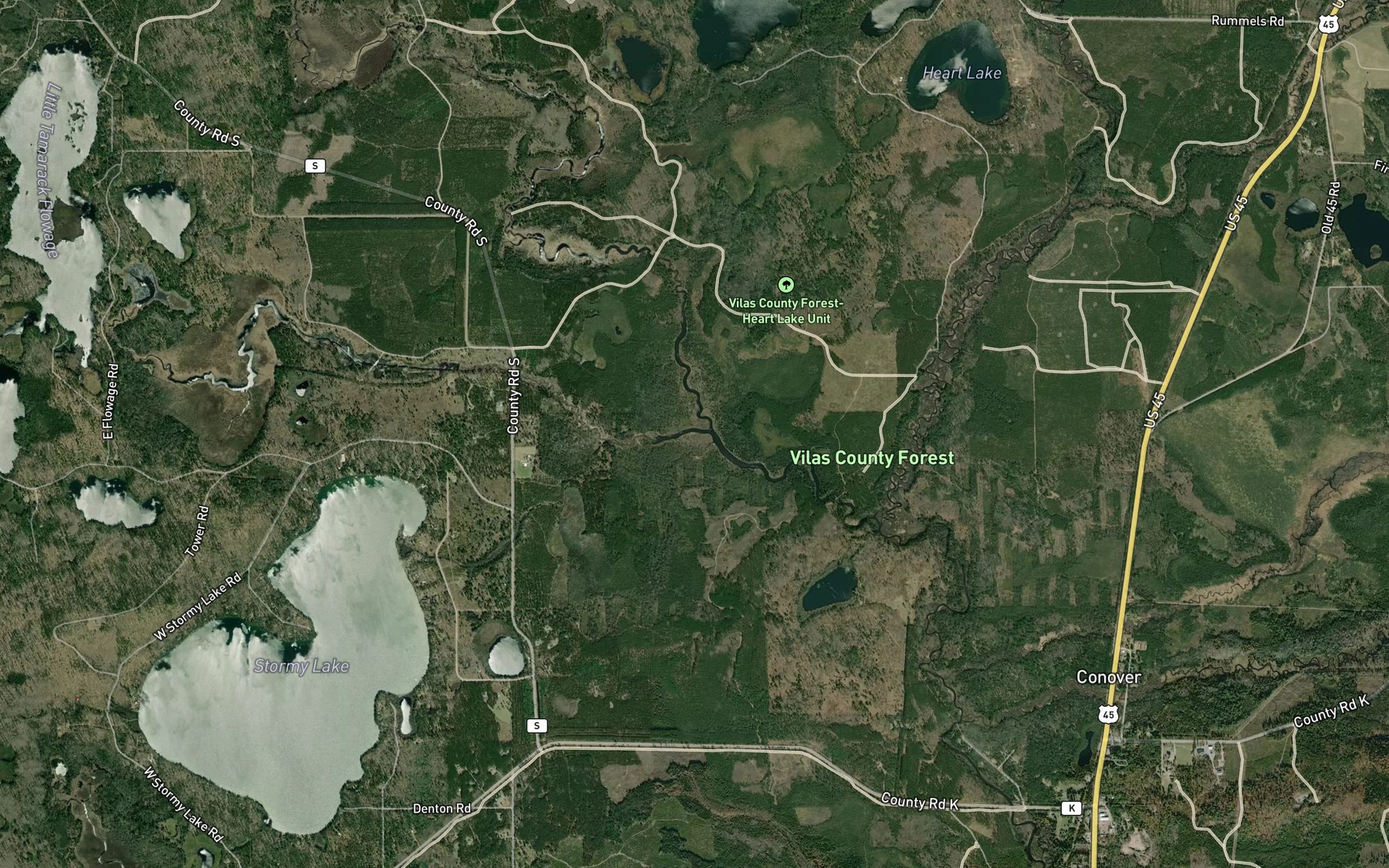 Satellite map of the Little Tamarack Creek