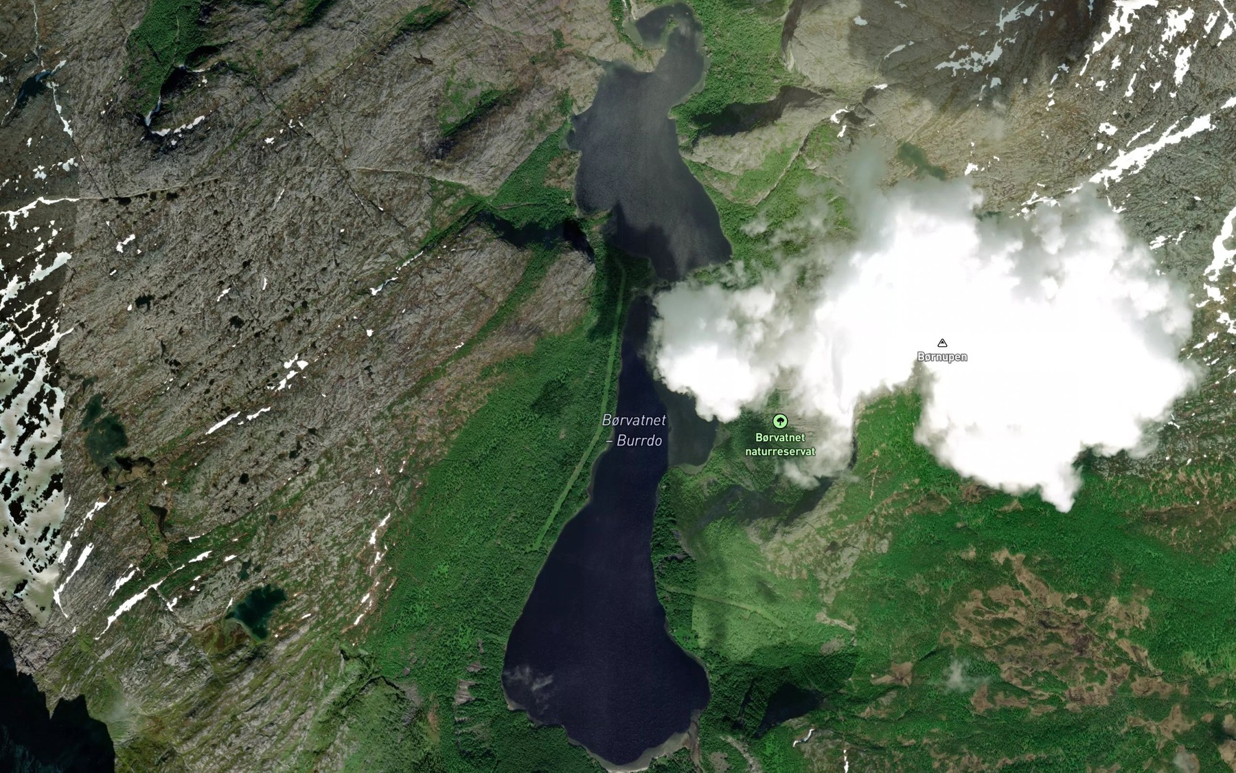 Satellite map of the Borvatnet