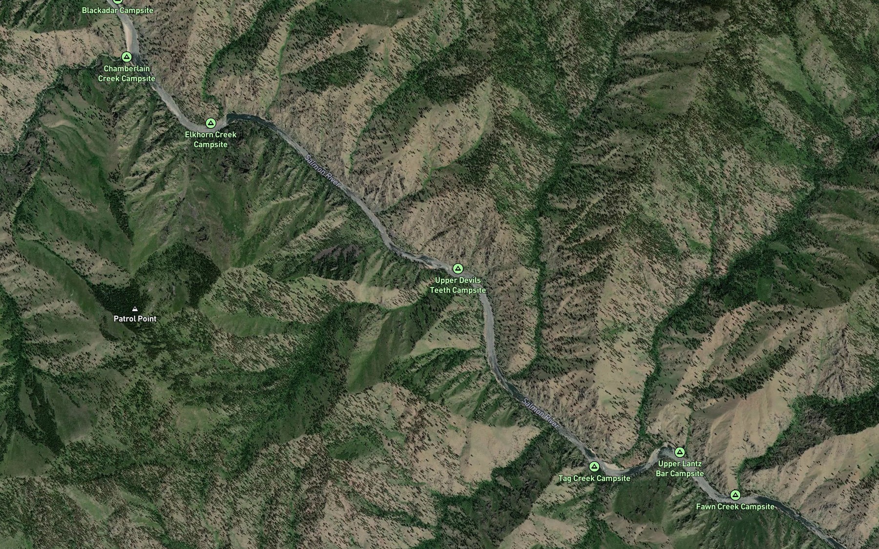 Satellite map of the Devils Toe Creek