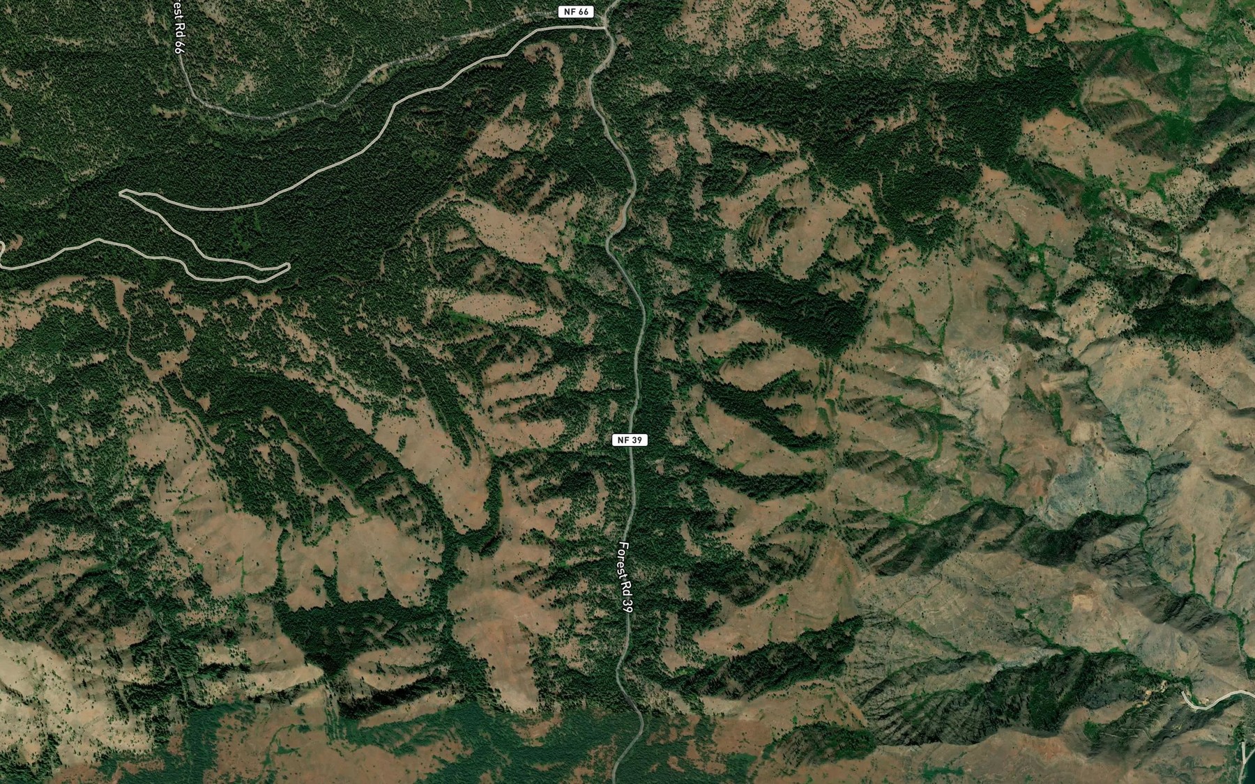 Satellite map of the Wet Creek