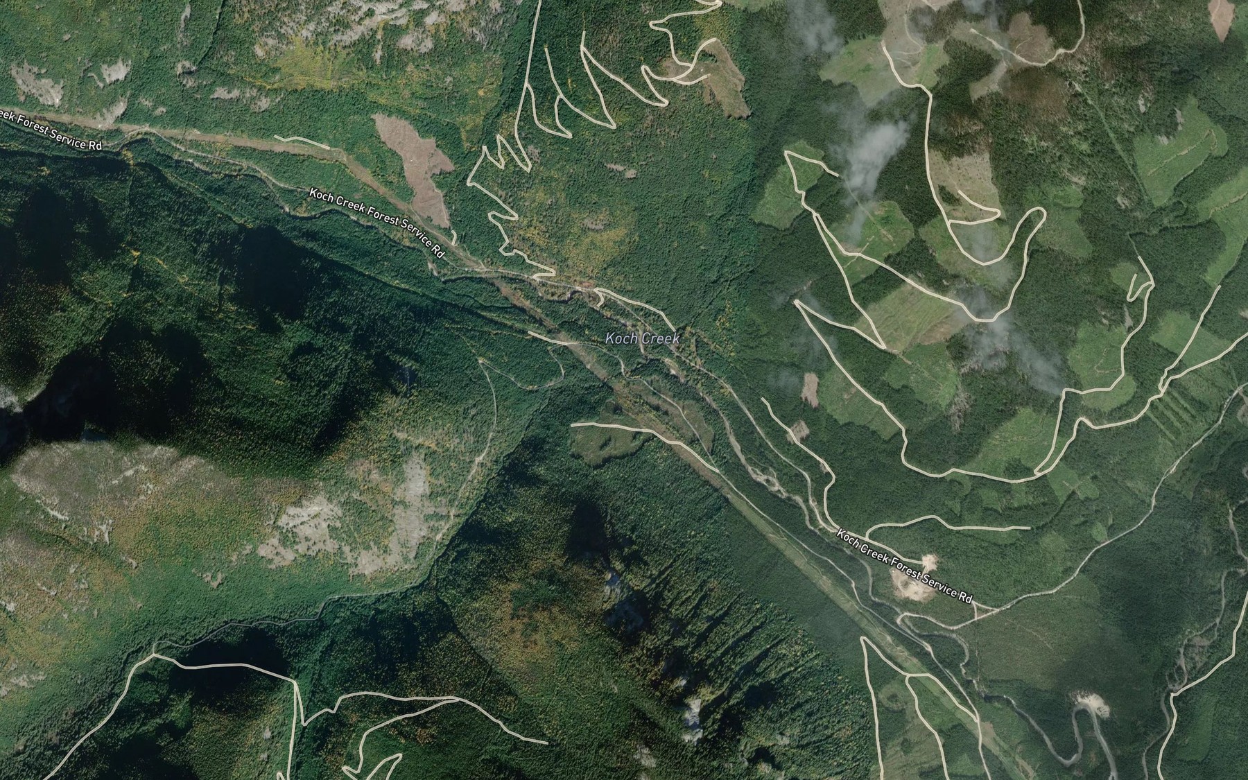 Satellite map of the Russel Creek