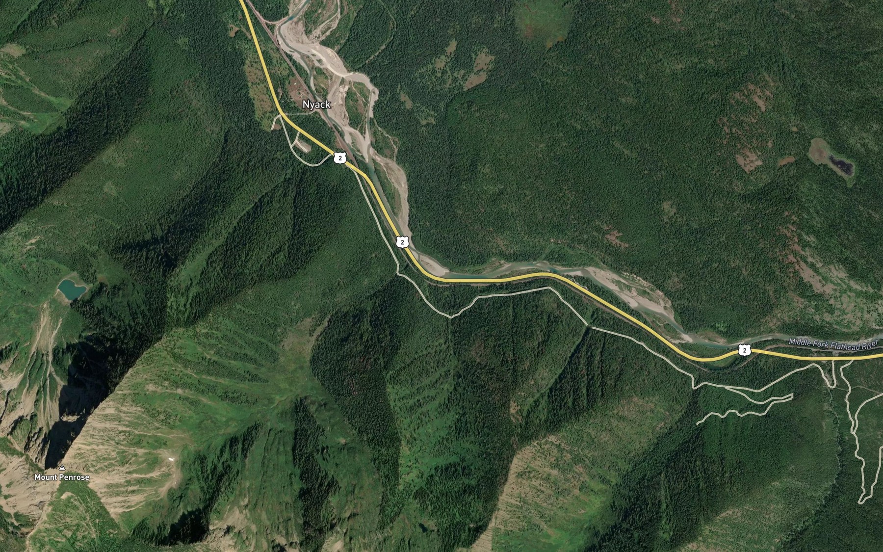 Satellite map of the Wahoo Creek