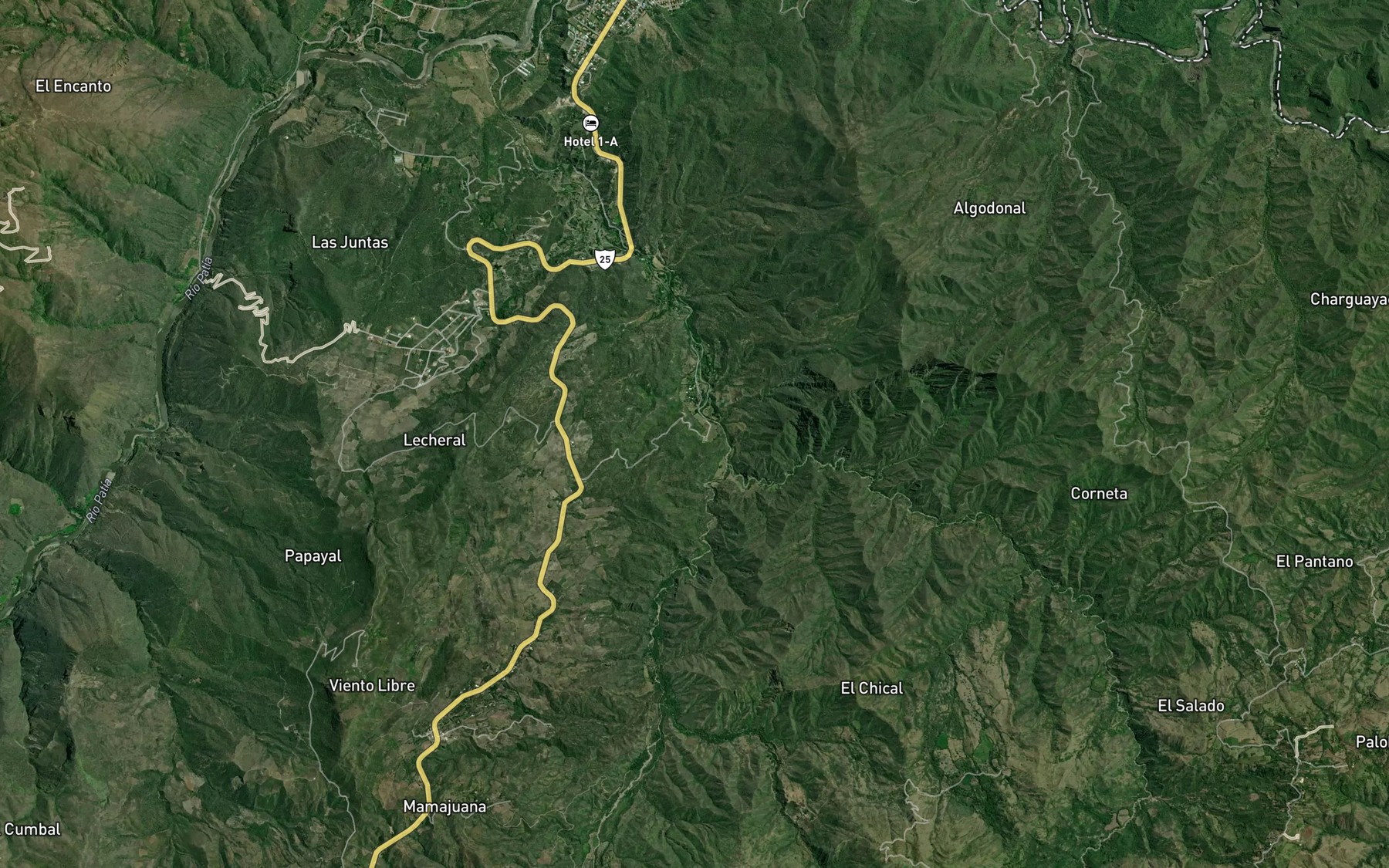 Satellite map of the Quebrada El Naranjo