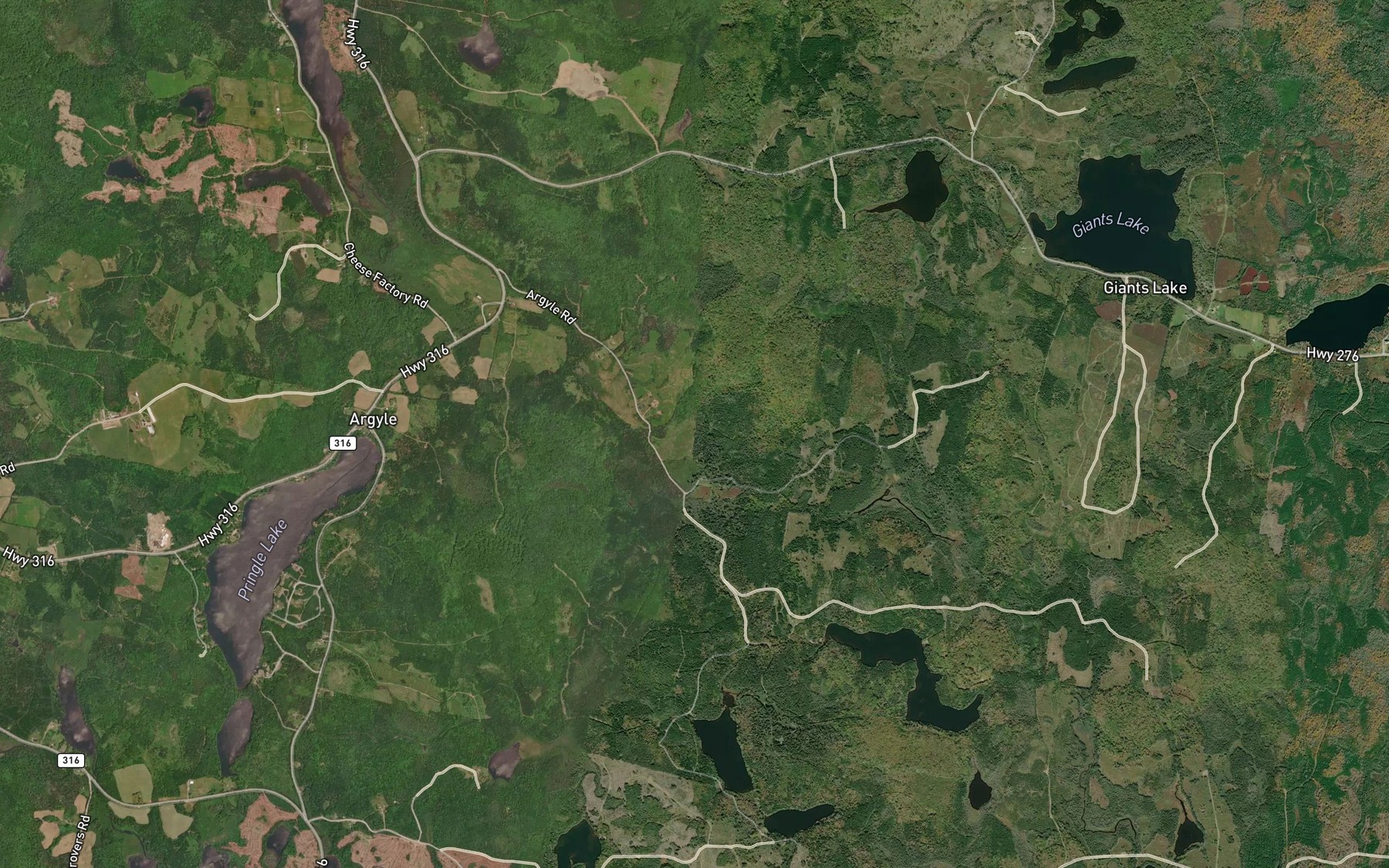 Satellite map of the Giants Lake Brook
