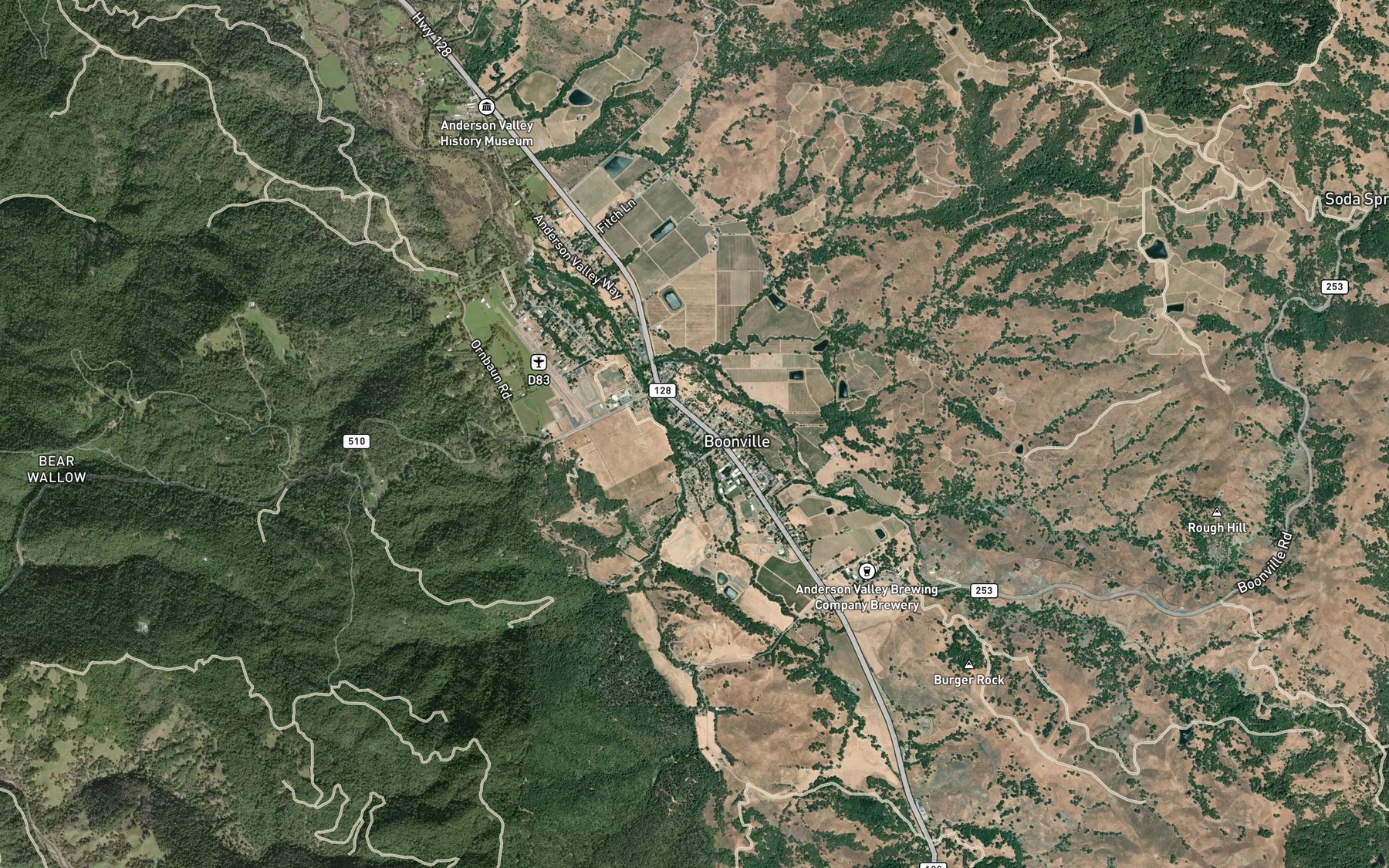 Satellite map of the Robinson Creek