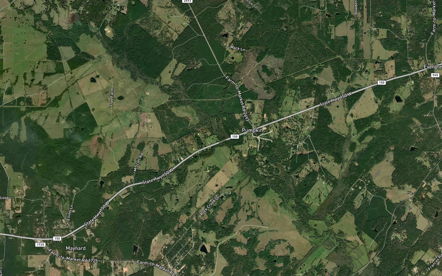 Satellite map of the Chinquapin Creek