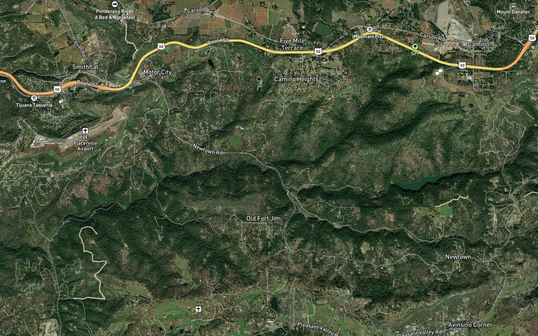 Satellite map of the China Creek