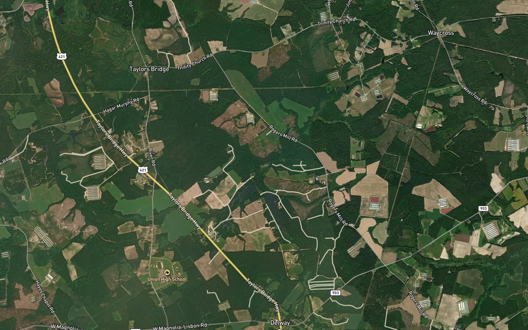 Satellite map of the Shade Branch