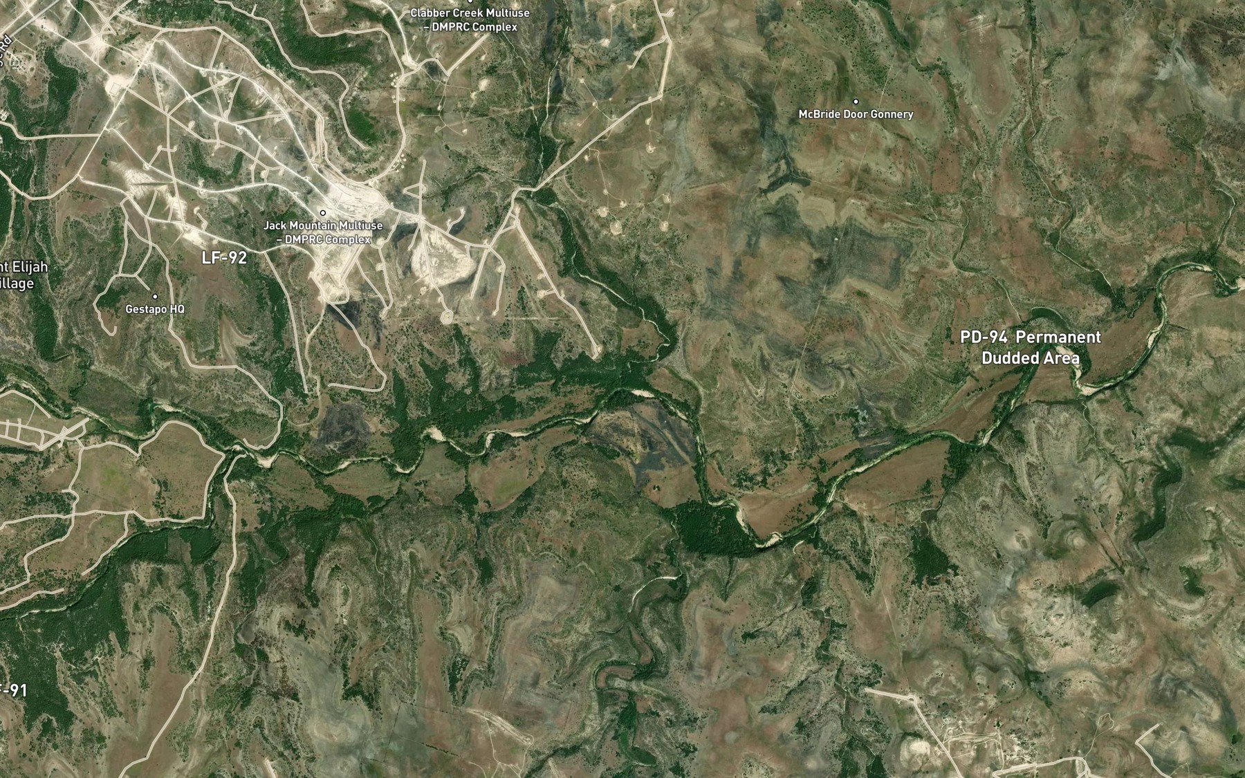 Satellite map of the Browns Creek