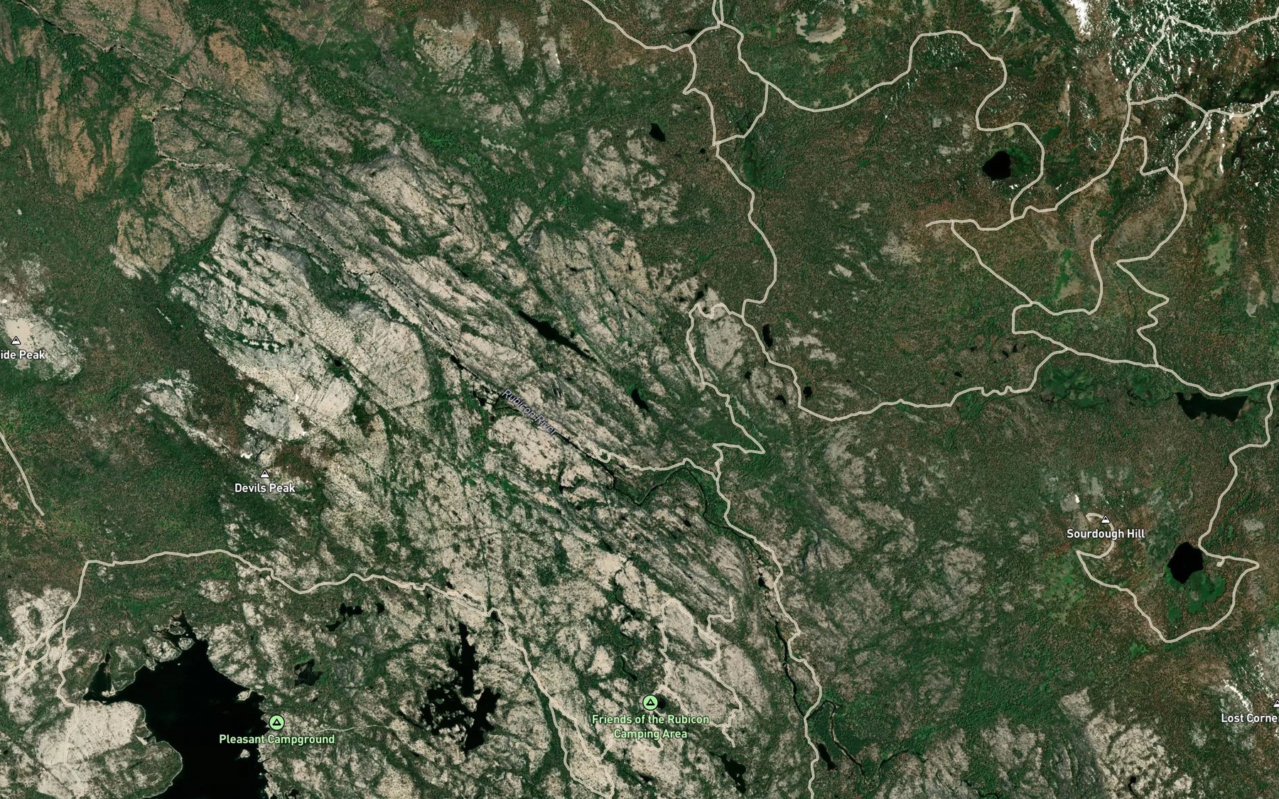 Satellite map of the Fern Lake