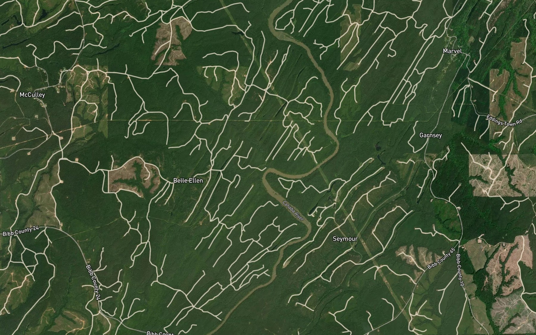 Satellite map of the Bear Branch