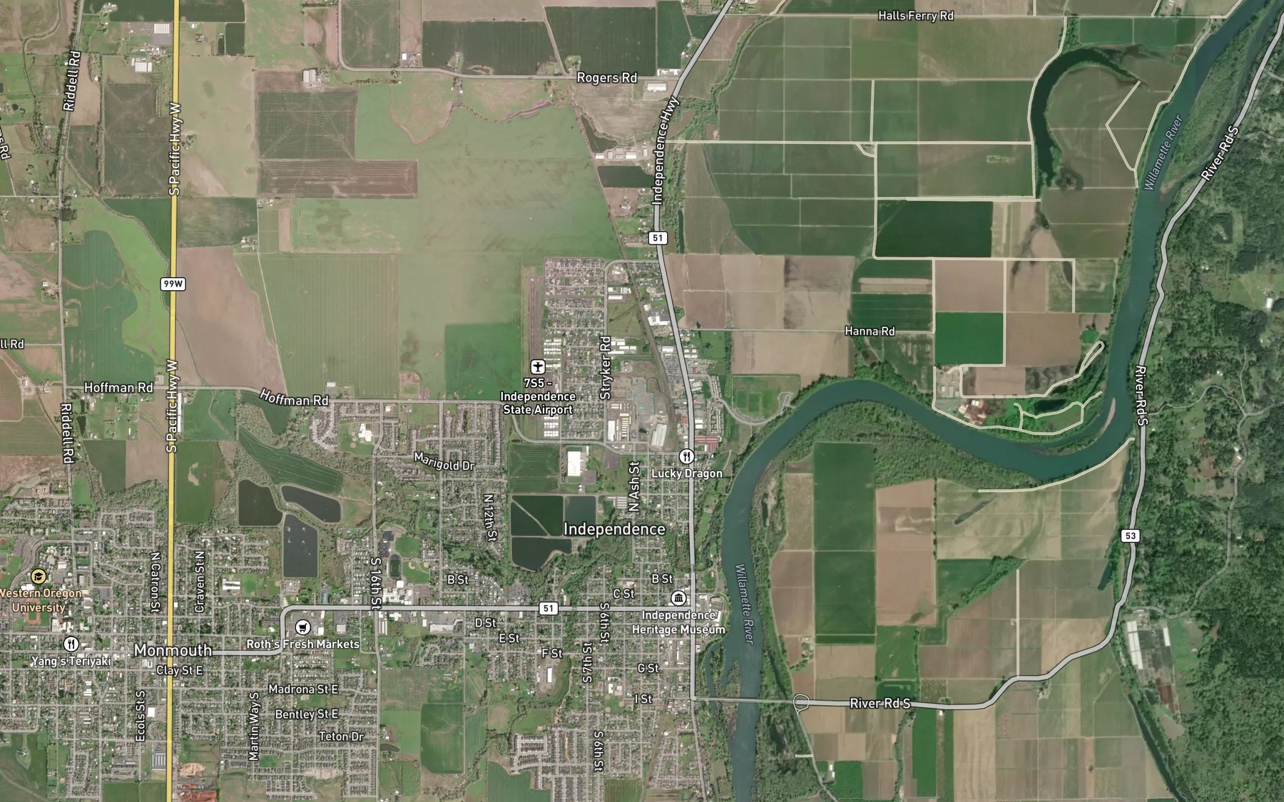 Satellite map of the Interstate Log Pond