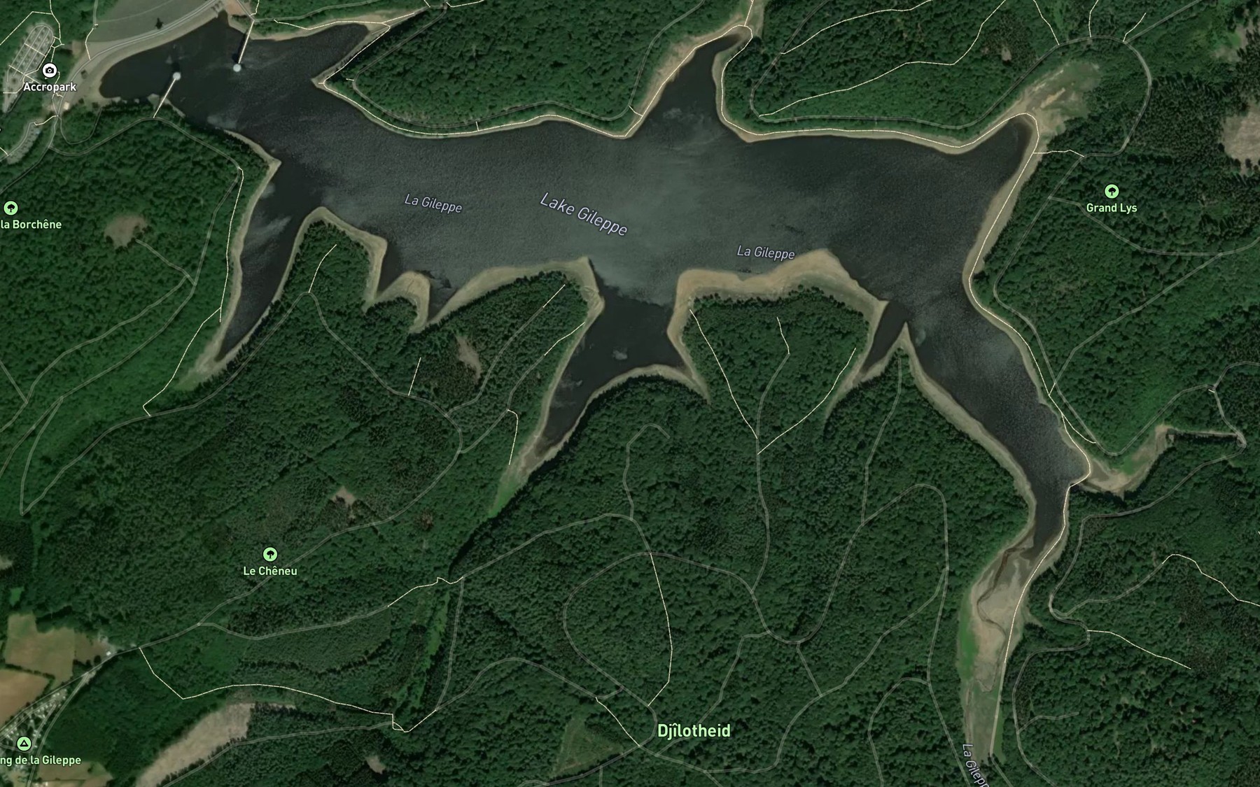 Satellite map of the Lac de la Gileppe