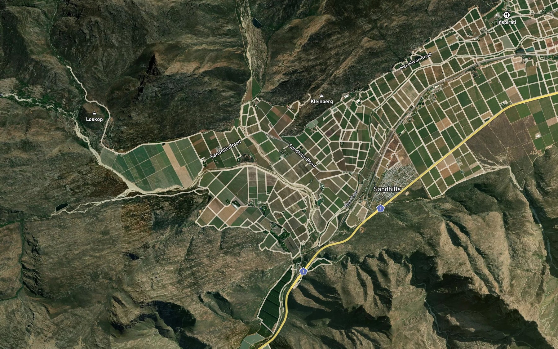 Satellite map of the Sanddrifskloofrivier