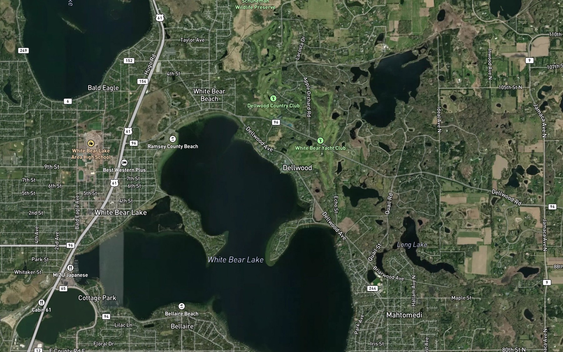 Satellite map of the Dellwood