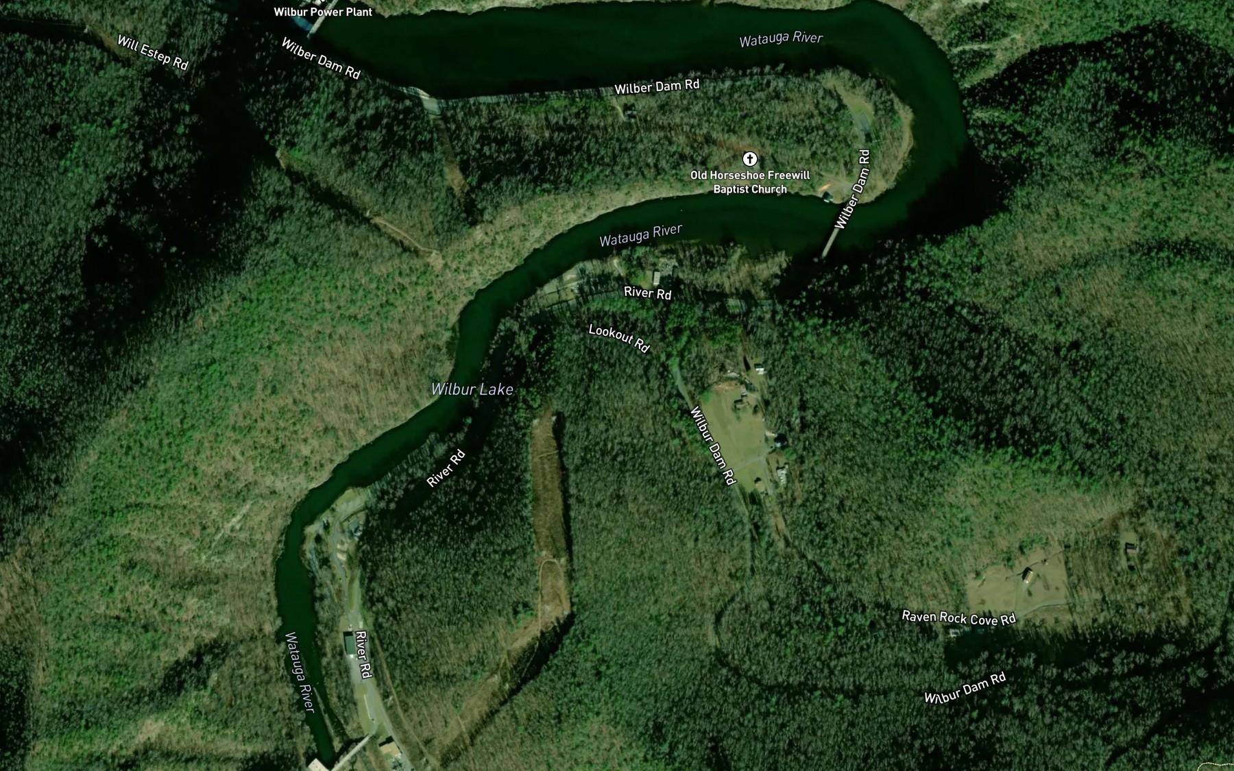 Satellite map of the Wilbur Lake