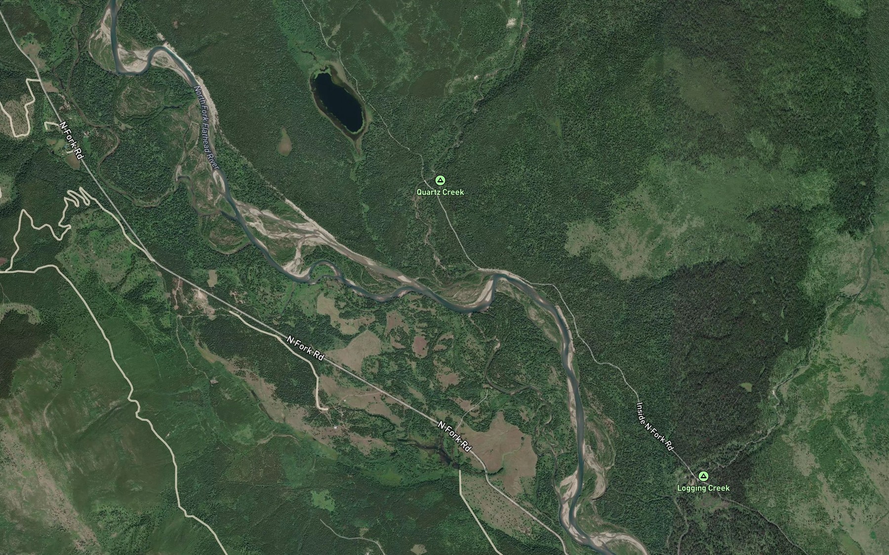 Satellite map of the Quartz Creek