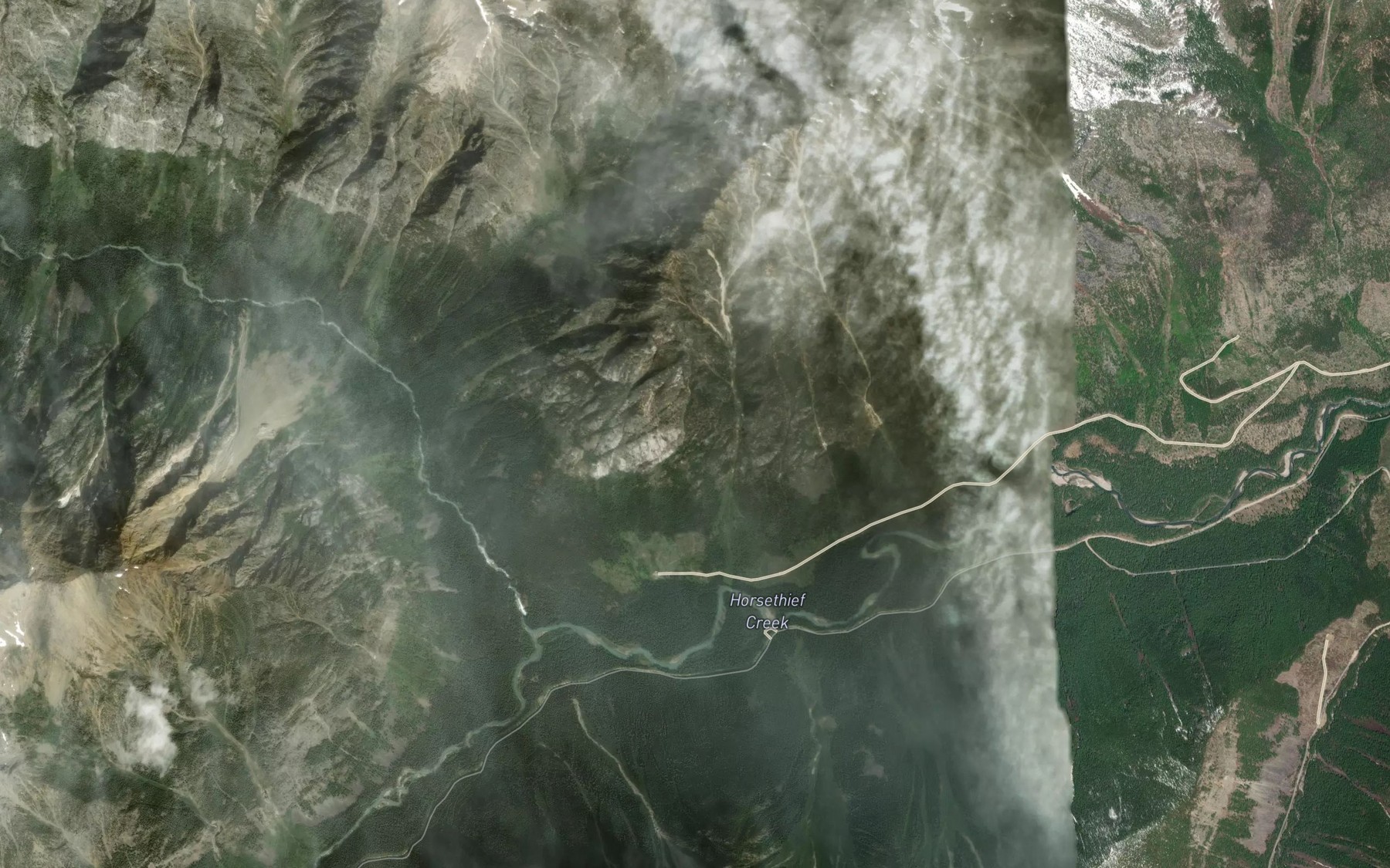 Satellite map of the Fan Creek