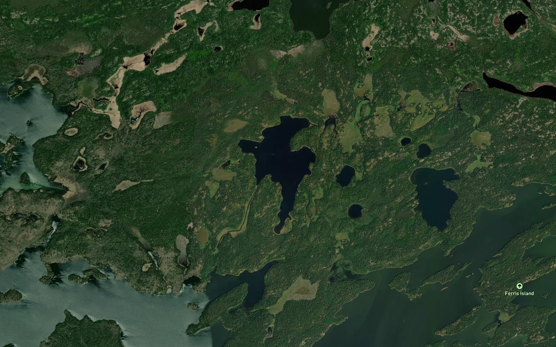 Satellite map of the Question Lake