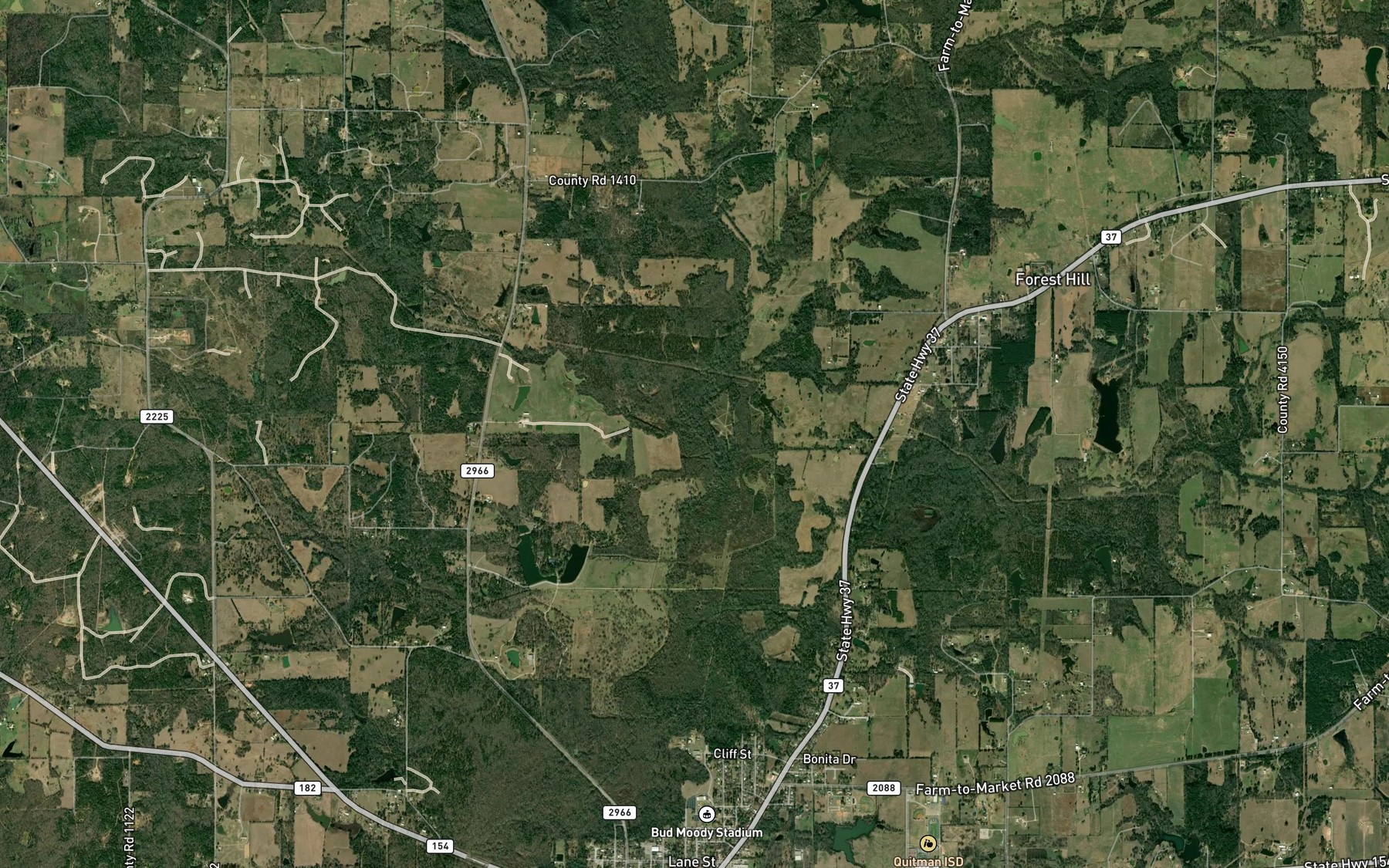 Satellite map of the Myrtle Springs Branch