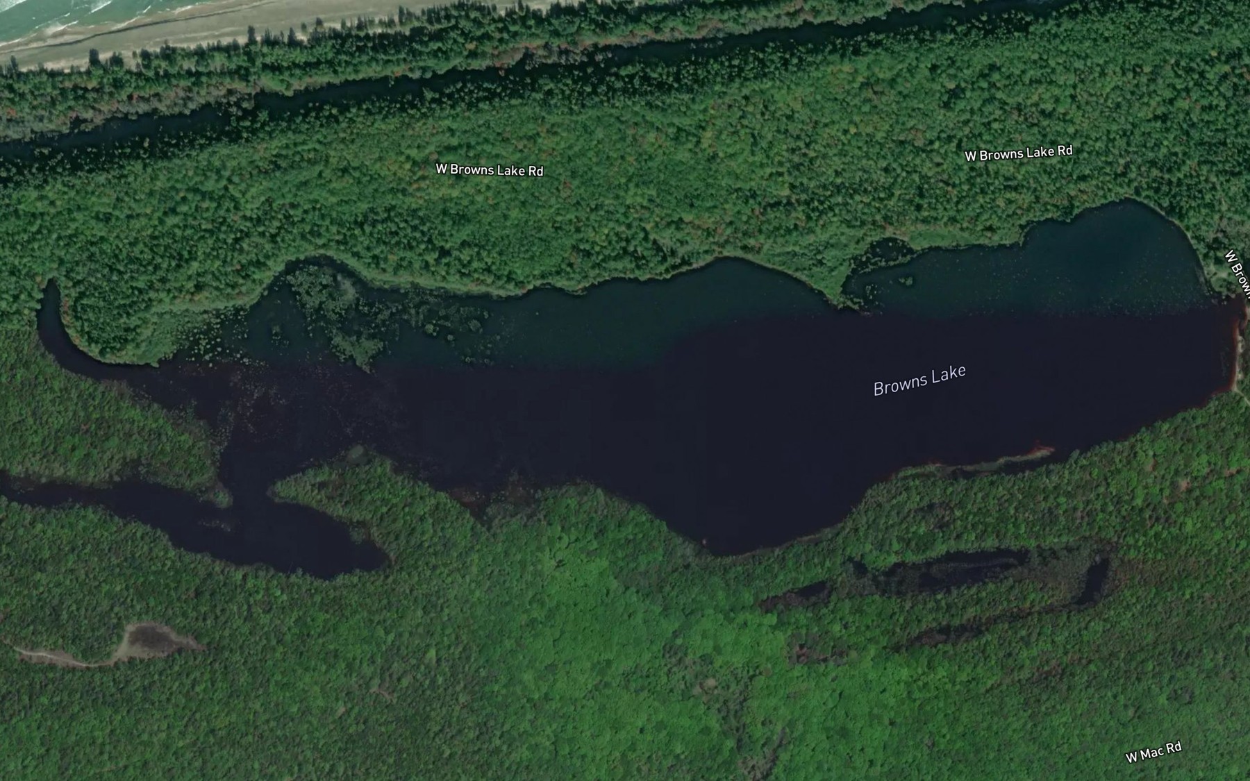 Satellite map of the Browns Lake
