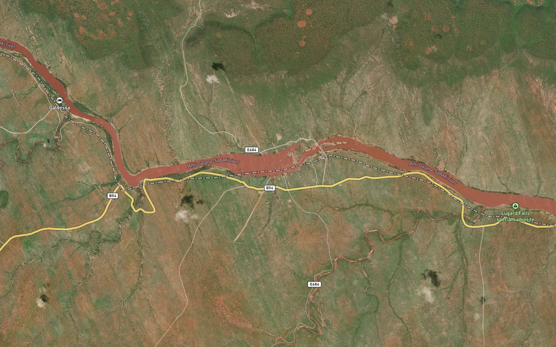Satellite map of the Lugard's Falls