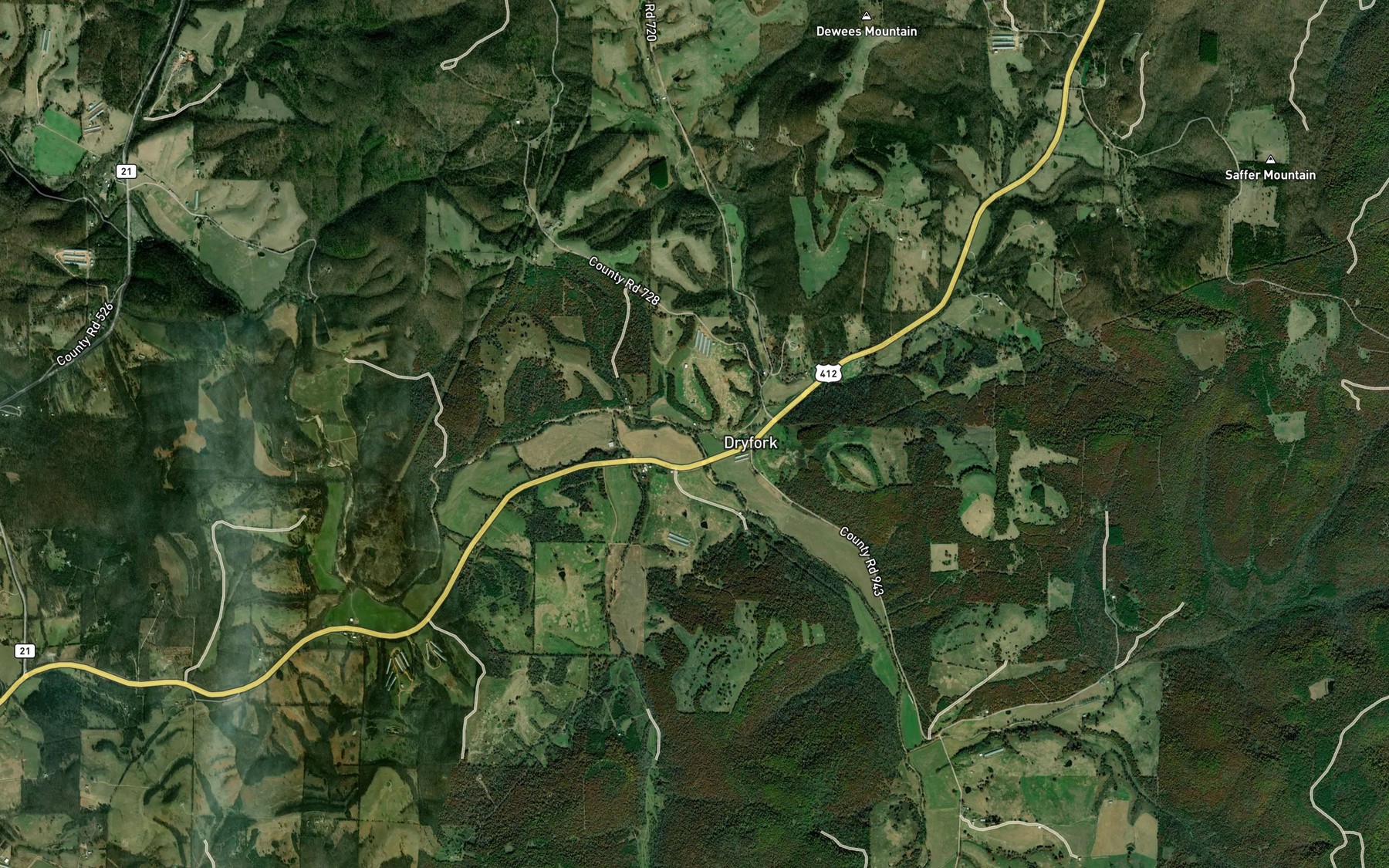 Satellite map of the North Fork Dry Fork