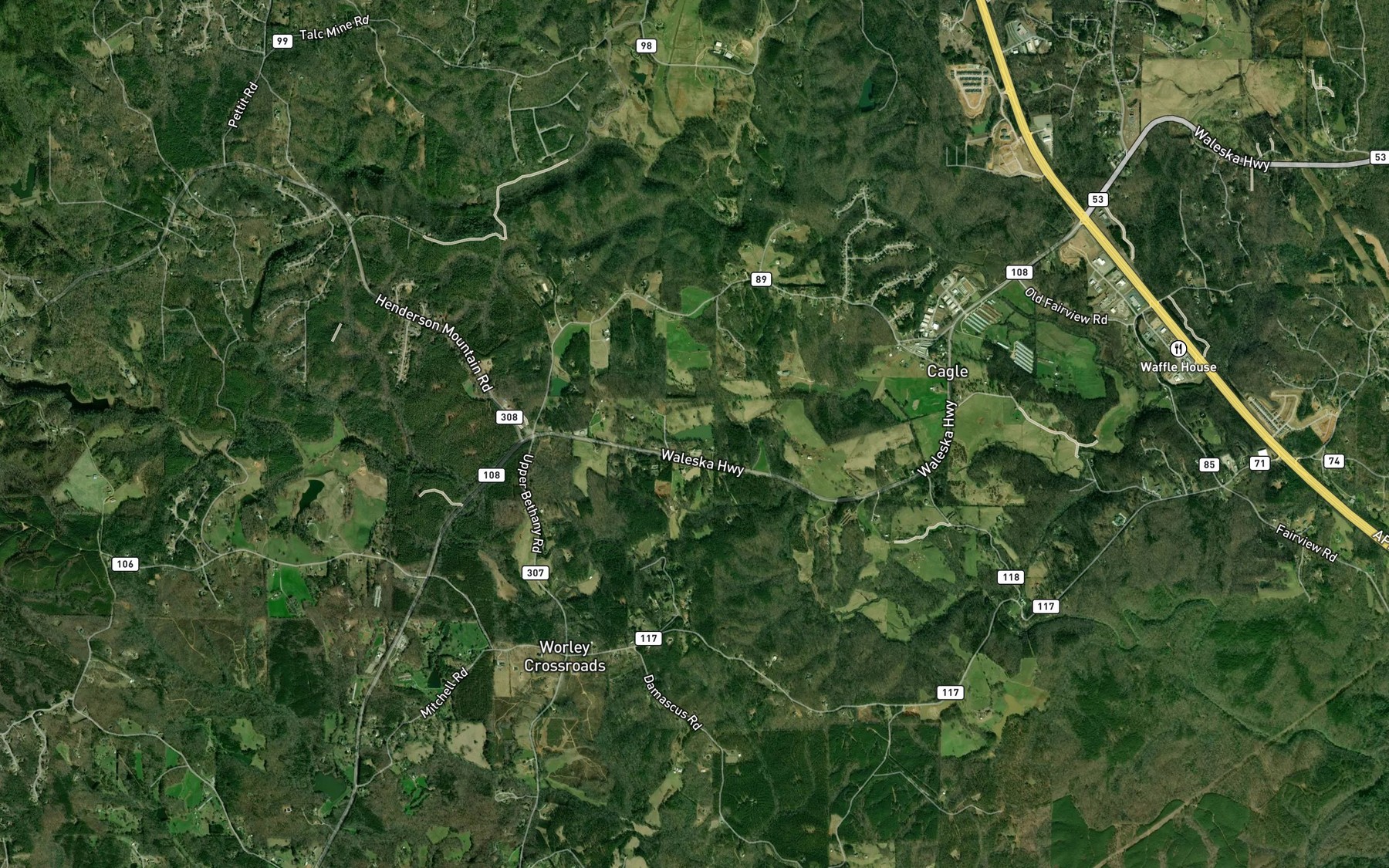 Satellite map of the Lower Boswell Lake