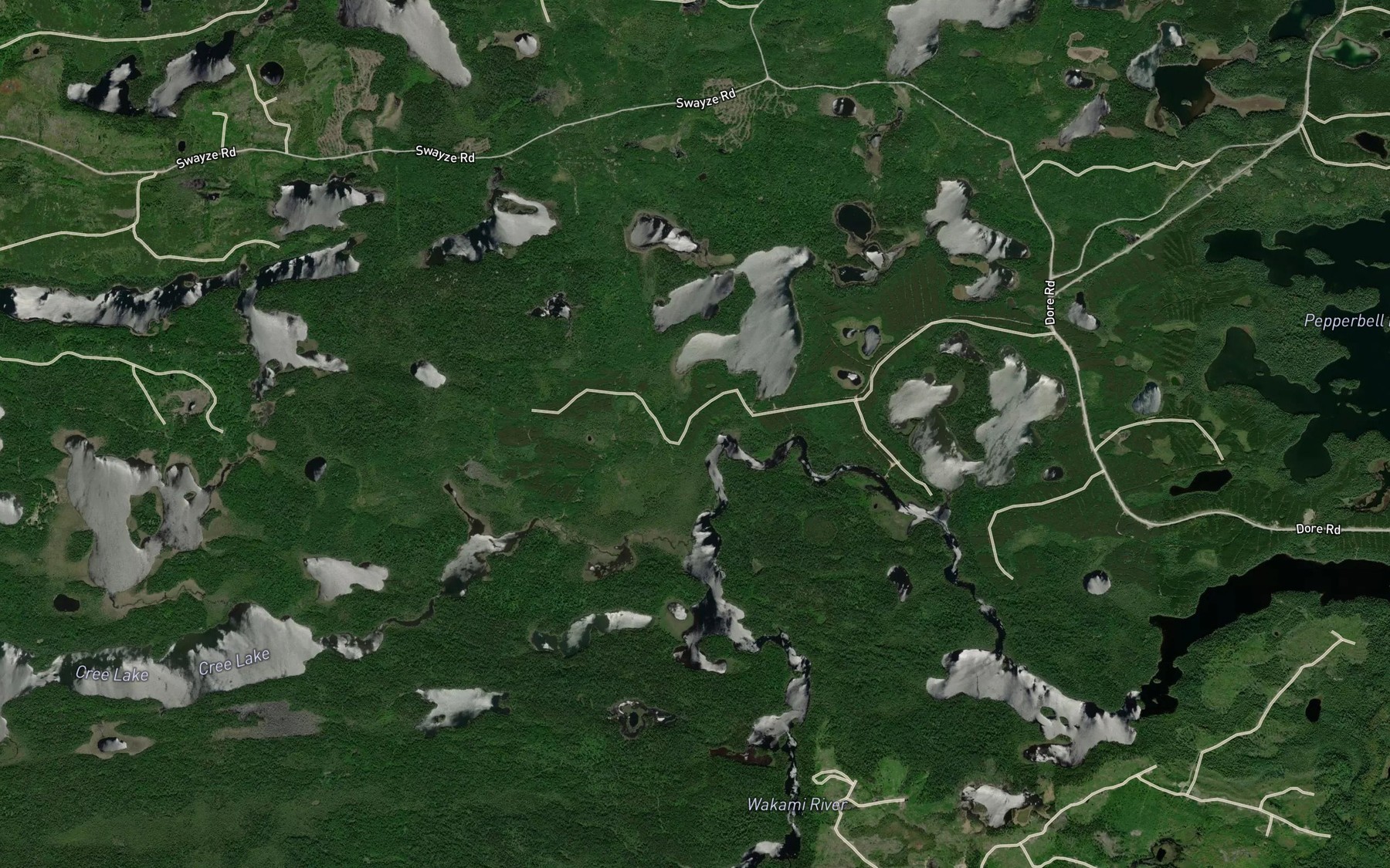 Satellite map of the Cree Creek